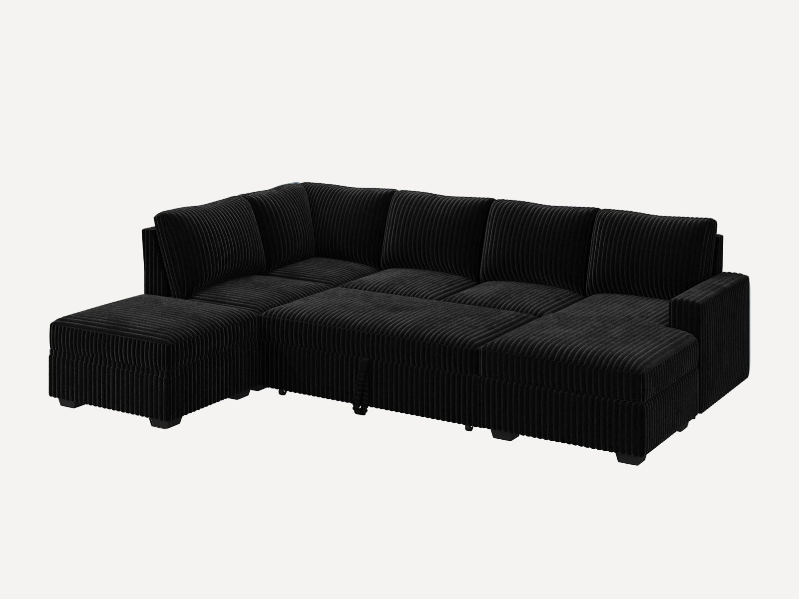 6-Piece Corduroy U-Shaped Sleeper Sectional
#Color_Wide Corduroy Black