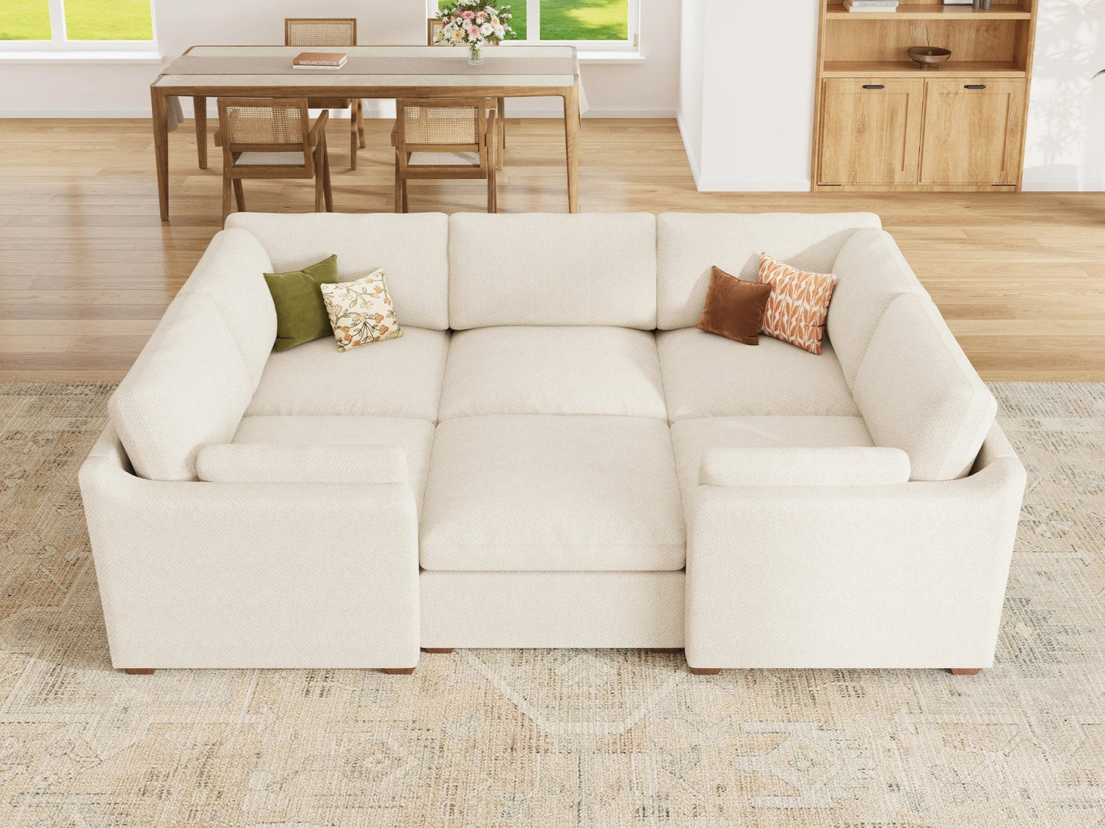 Sleeper Sectional Sofa with Down-Filled Chenille
#Color_Beige