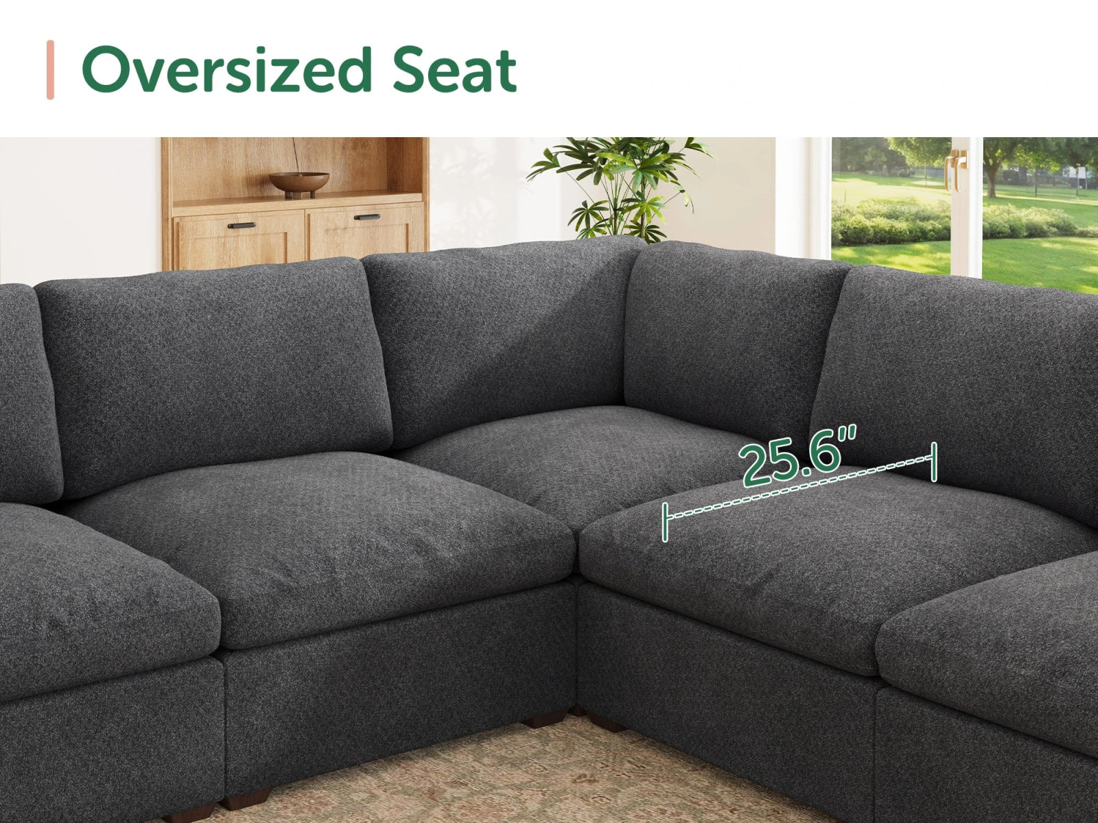 Sleeper Sectional Sofa with Down-Filled Chenille
#Color_Dark Grey