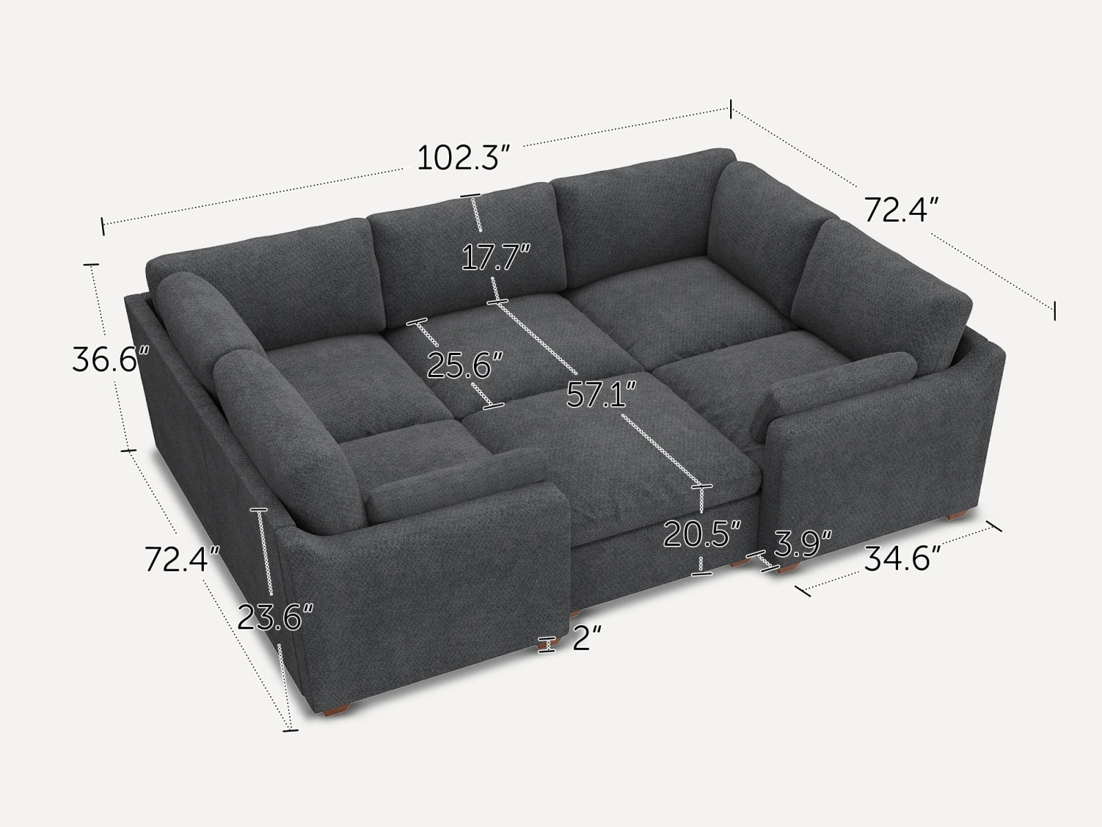 Sleeper Sectional Sofa with Down-Filled Chenille
#Color_Dark Grey