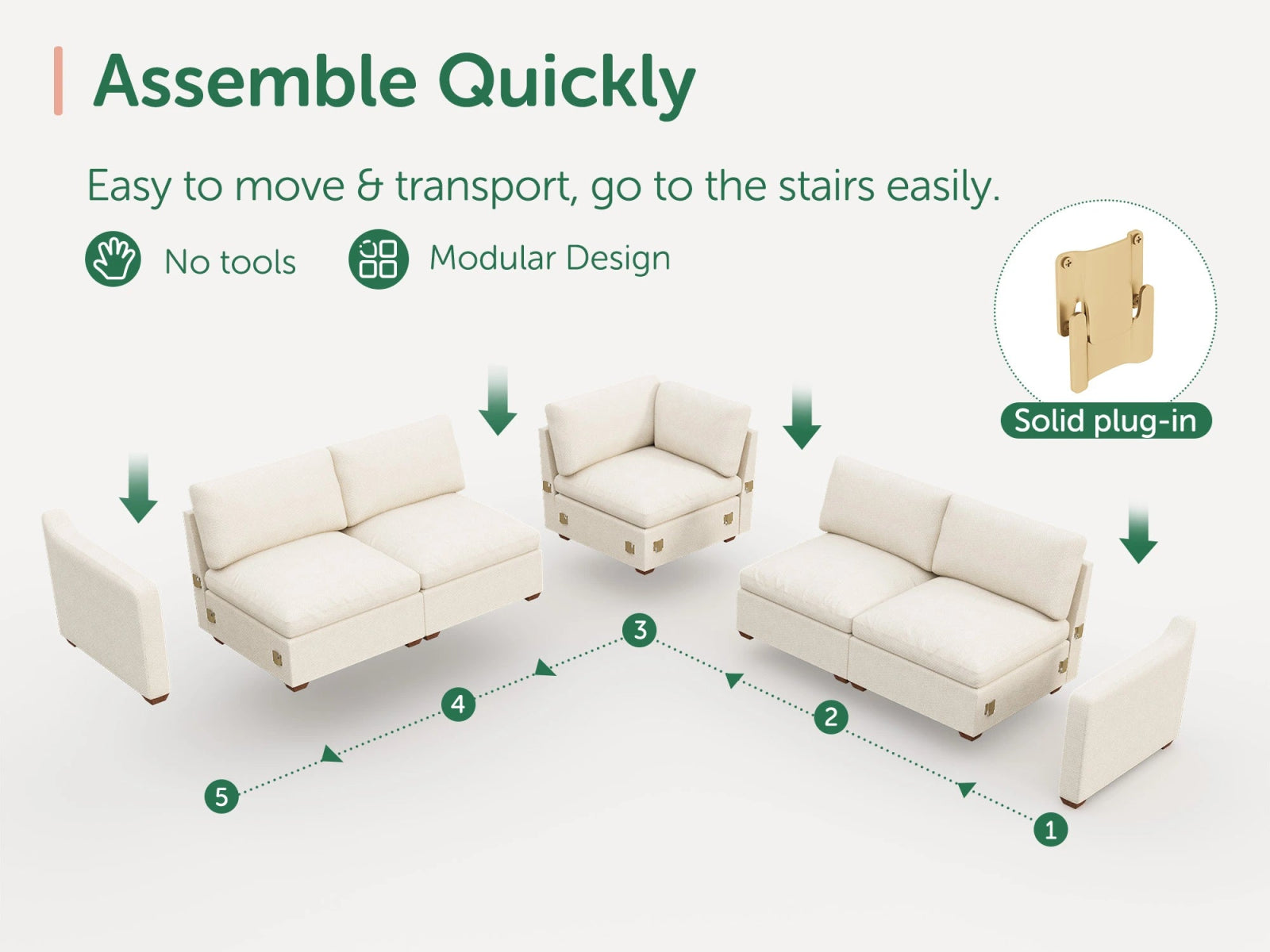 Sleeper Sectional Sofa with Down-Filled Chenille
#Color_Beige