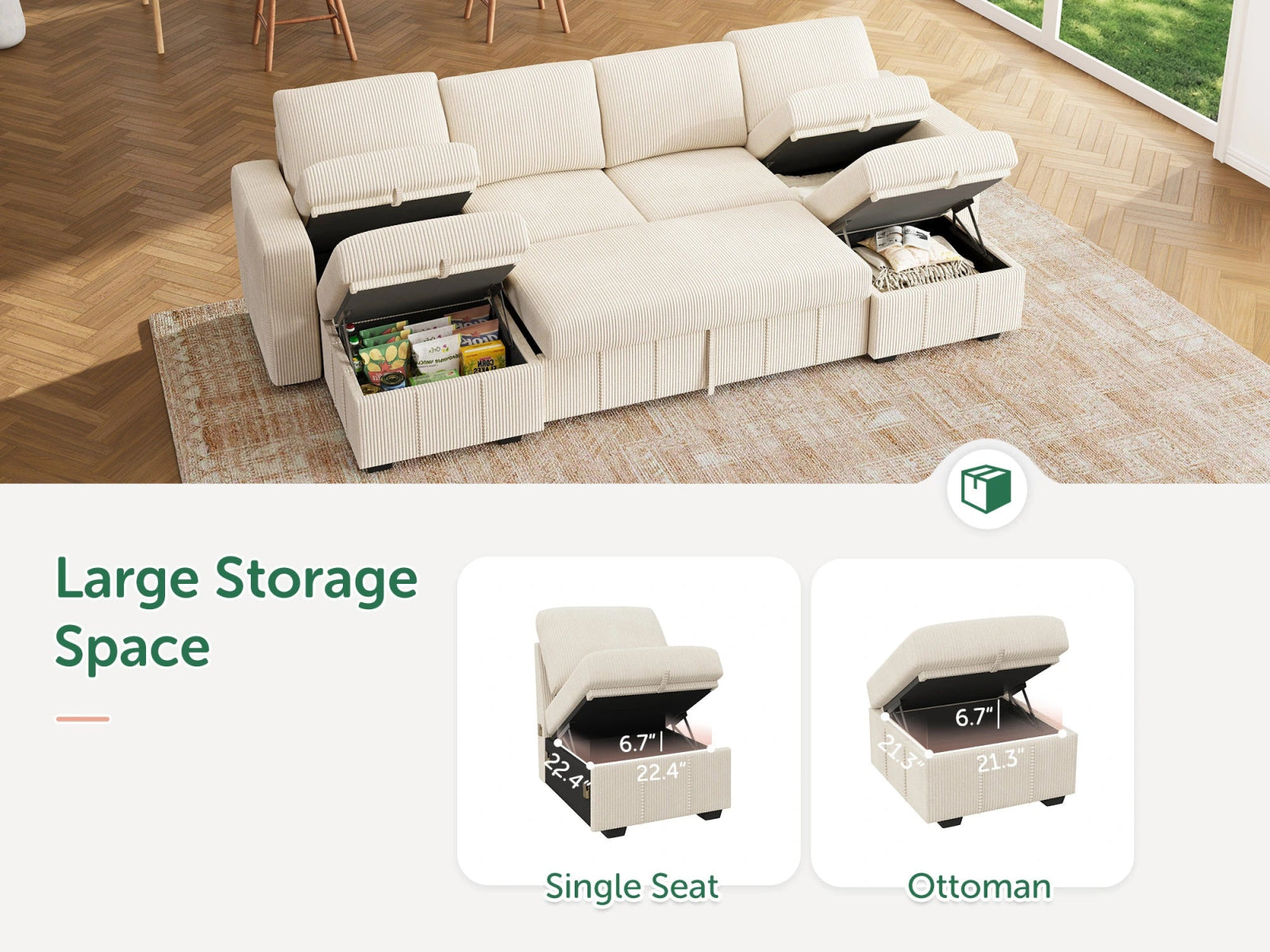 6-Piece Oversized Corduroy Pull-Out Sleeper
Color_Corduroy Beige