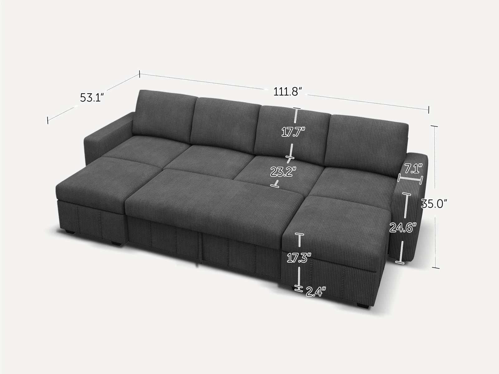 6-Piece Oversized Corduroy Pull-Out Sleeper
Color_Corduroy Grey