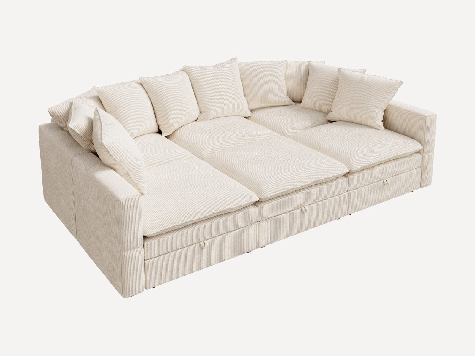 HONBAY 6-Piece Plush double-layer Cushion Corduroy Modular Sleeper Sectional Cloud Sofa
#Color_Corduroy Beige
