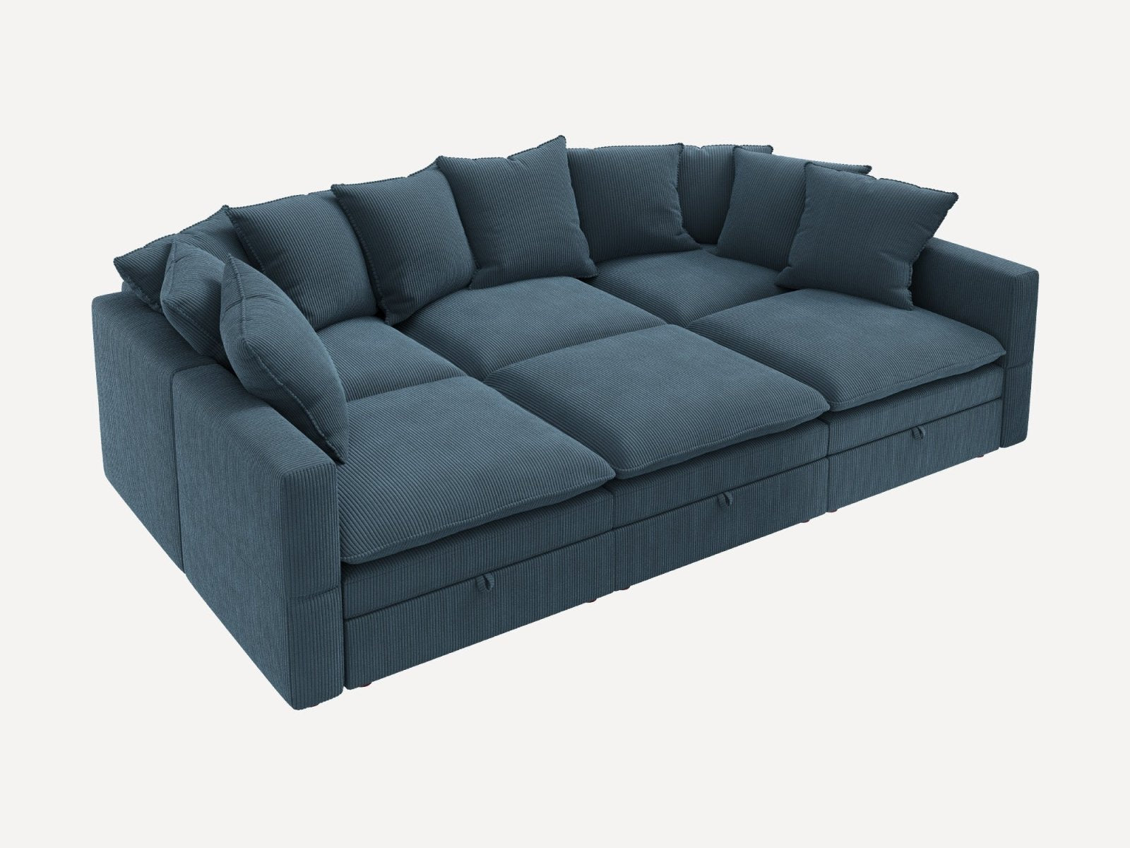 HONBAY 6-Piece Plush double-layer Cushion Corduroy Modular Sleeper Sectional Cloud Sofa
#Color_Corduroy Blue