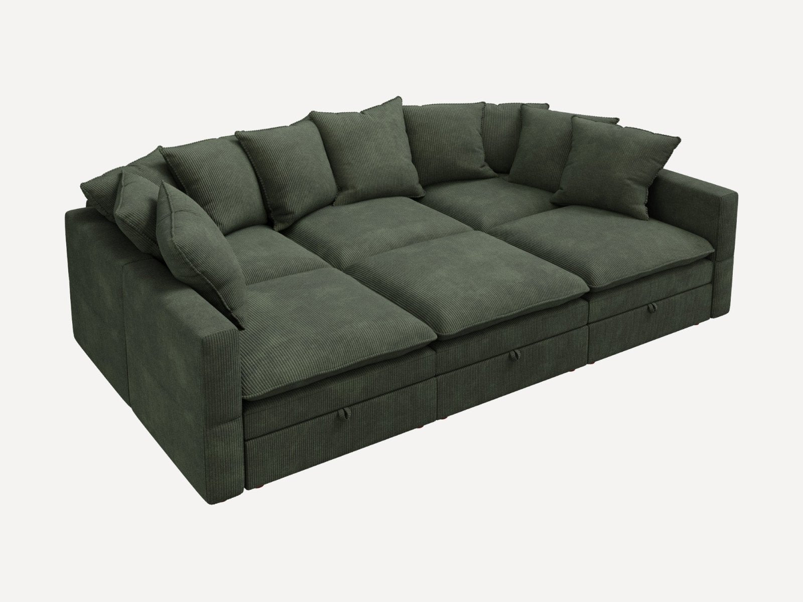 HONBAY 6-Piece Plush double-layer Cushion Corduroy Modular Sleeper Sectional Cloud Sofa
#Color_Corduroy Green