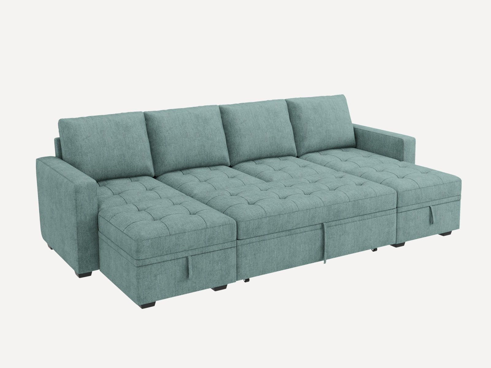 HONBAY Sleep Modular Sofa 6-Seat Sofa Bed with 4-Storage Space #Color_Aqua Blue