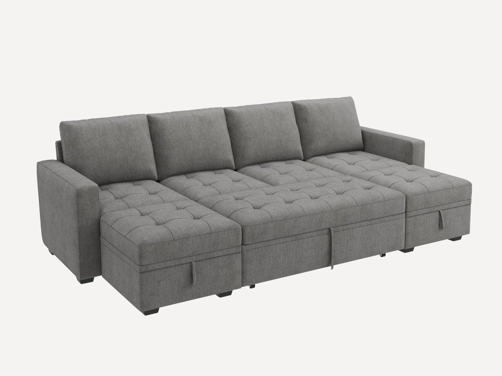 HONBAY Sleep Modular Sofa 6-Seat Sofa Bed with 4-Storage Space #Color_Warm Grey II