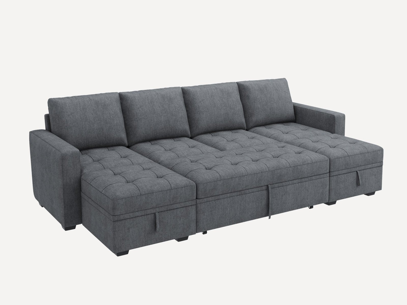 HONBAY Sleep Modular Sofa 6-Seat Sofa Bed with 4-Storage Space #Color_Bluish Grey II