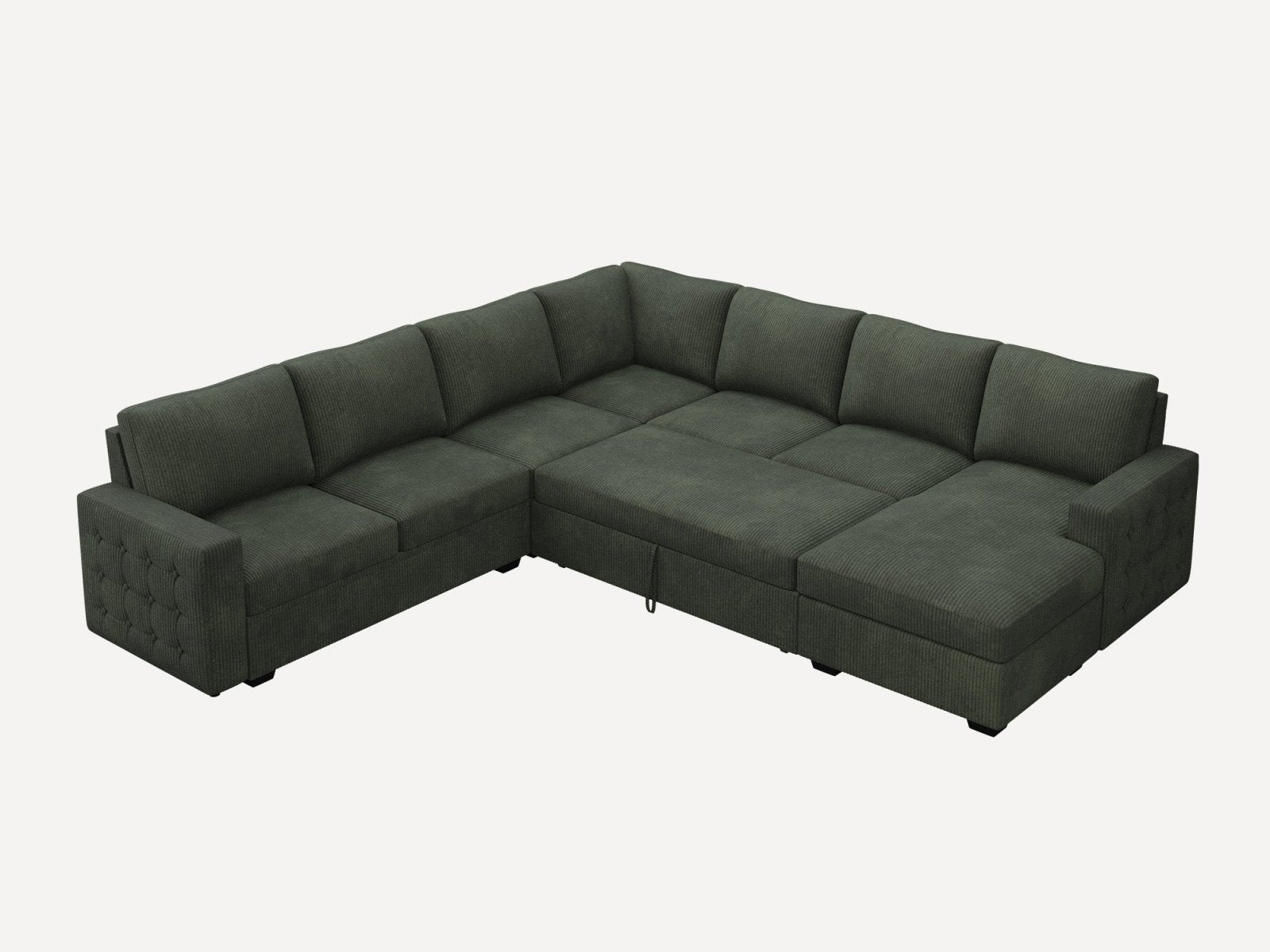 7-Piece Corduroy U-Shaped Sleeper Sectional
#Color_Corduroy Green