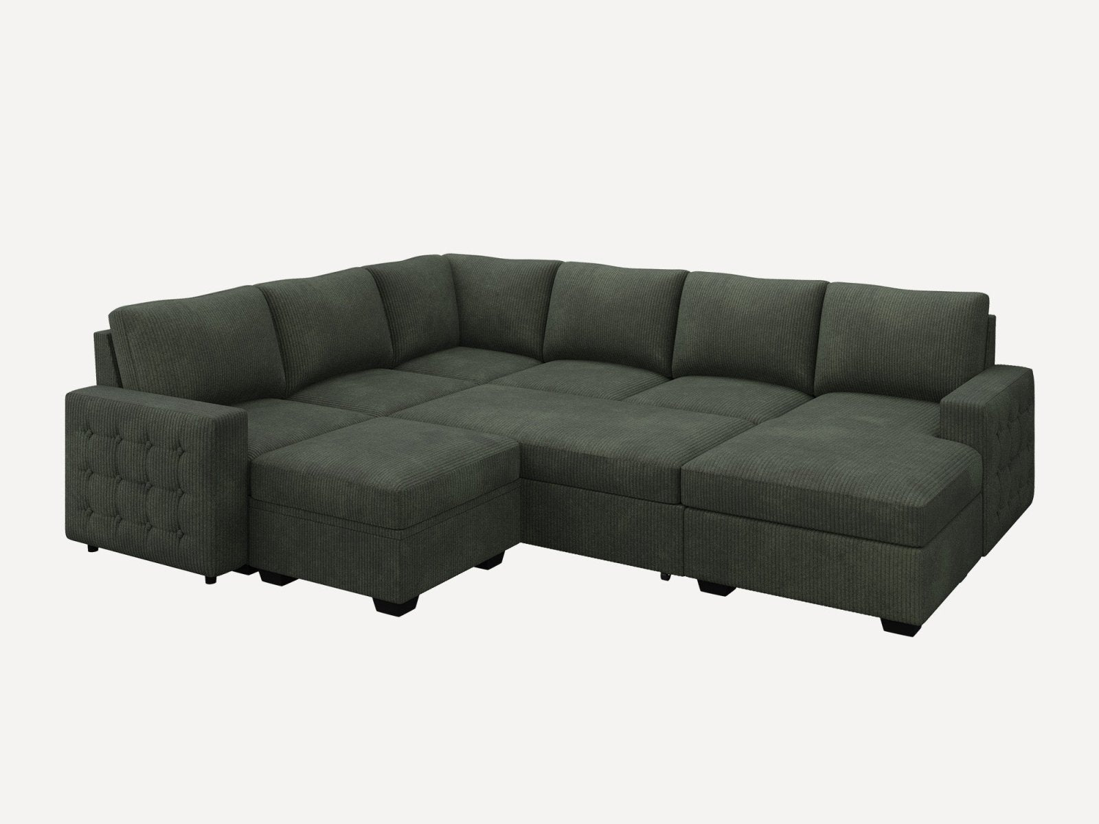 7-Piece Corduroy U-Shaped Sleeper Sectional with Ottoman
#Color_Corduroy Green