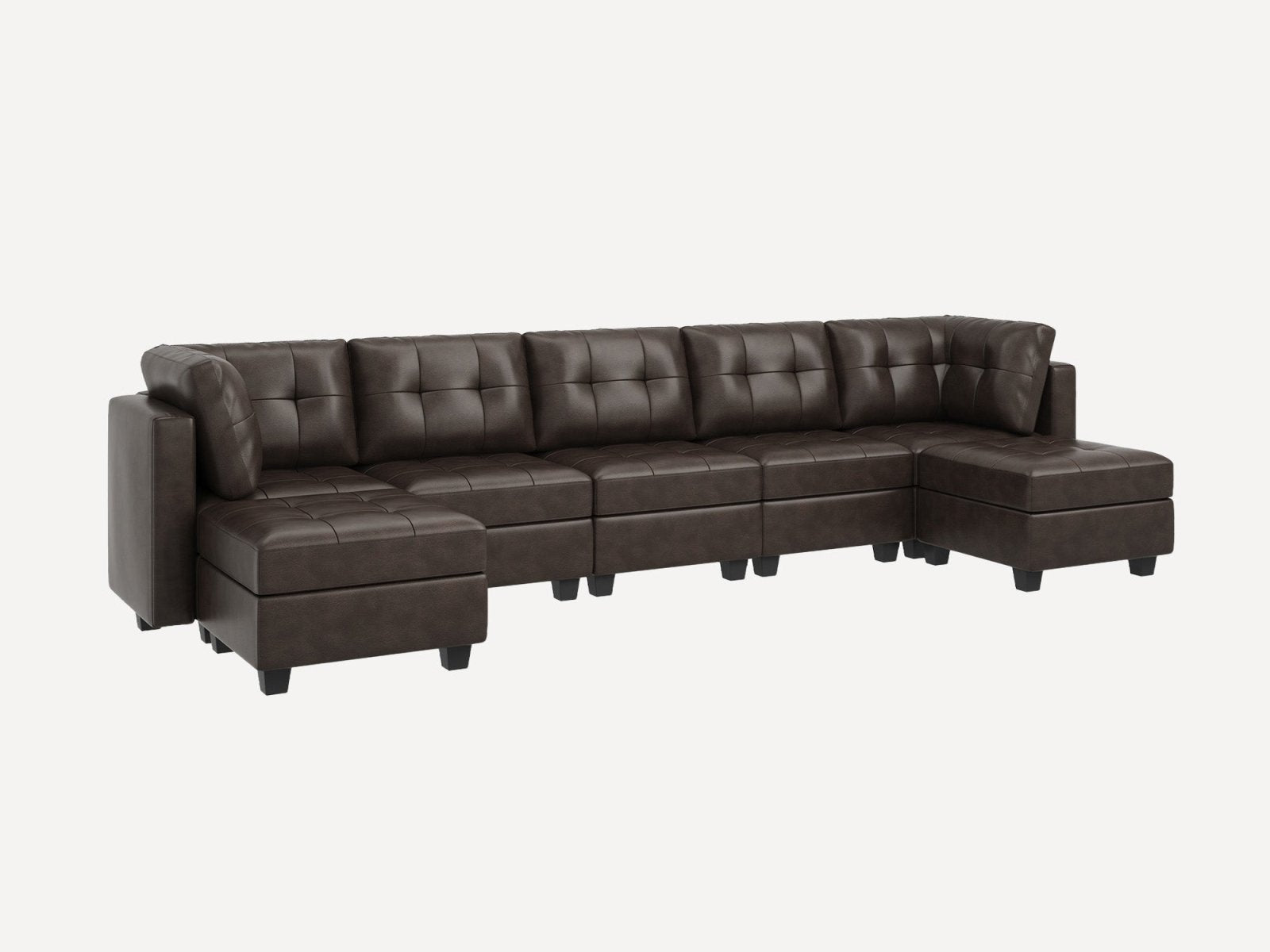 HONBAY 7-Piece Faux Leather Modular Sectional Sofa With Storage Seat