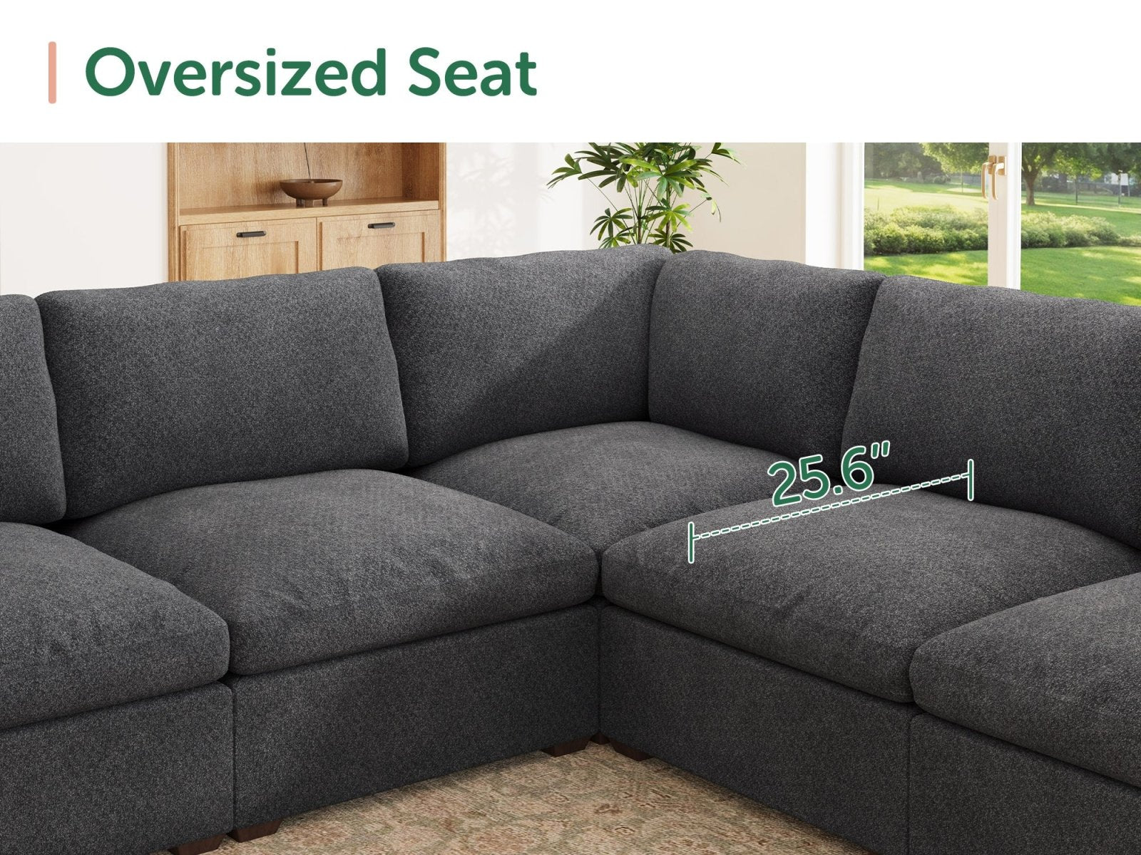 HONBAY 7-Piece Oversized Cloud Down-Filled Chenille Modular U-Shaped Sectional Sofa
#Color_Dark Grey