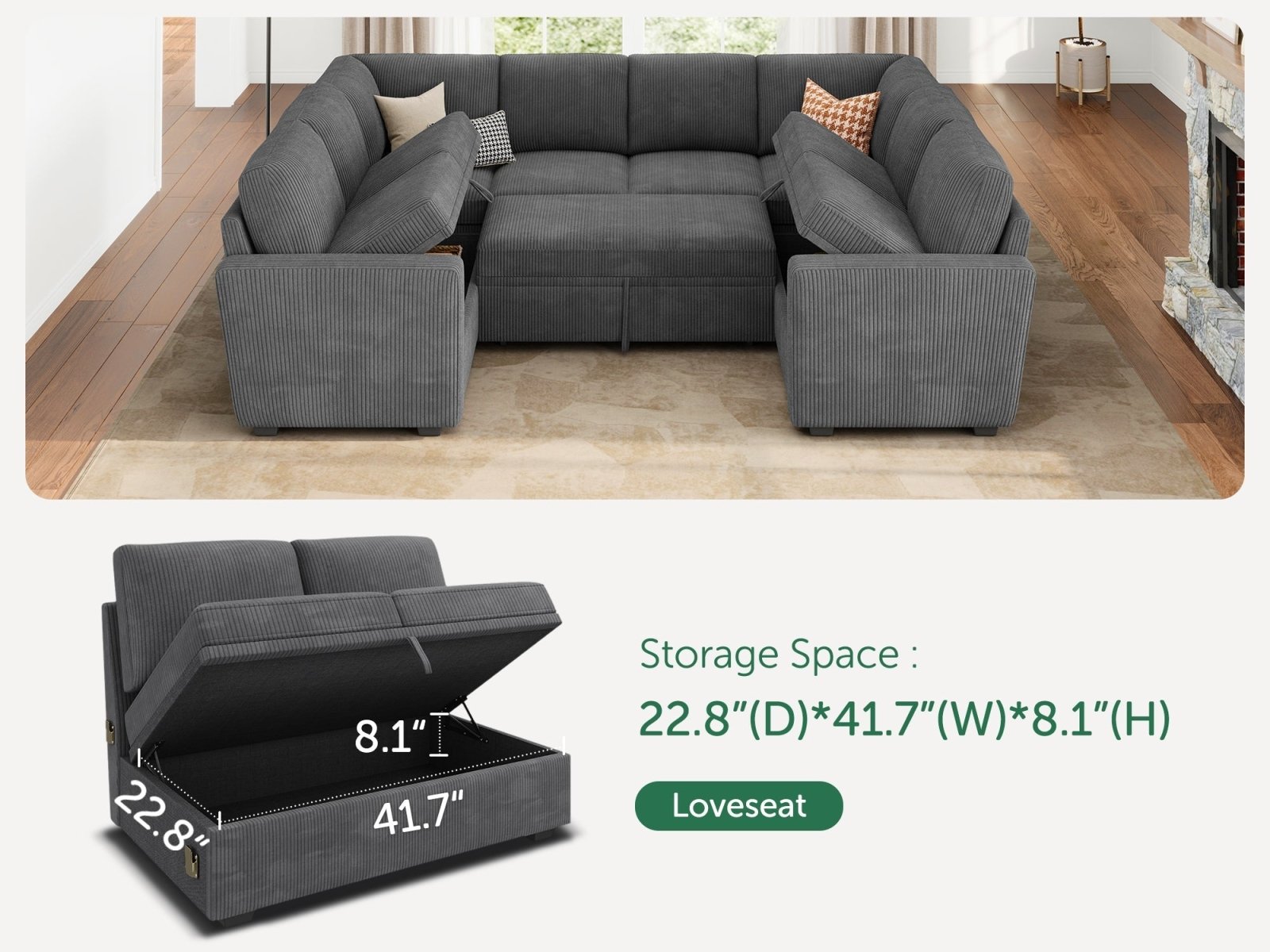 Storage function #Color_Corduroy Grey