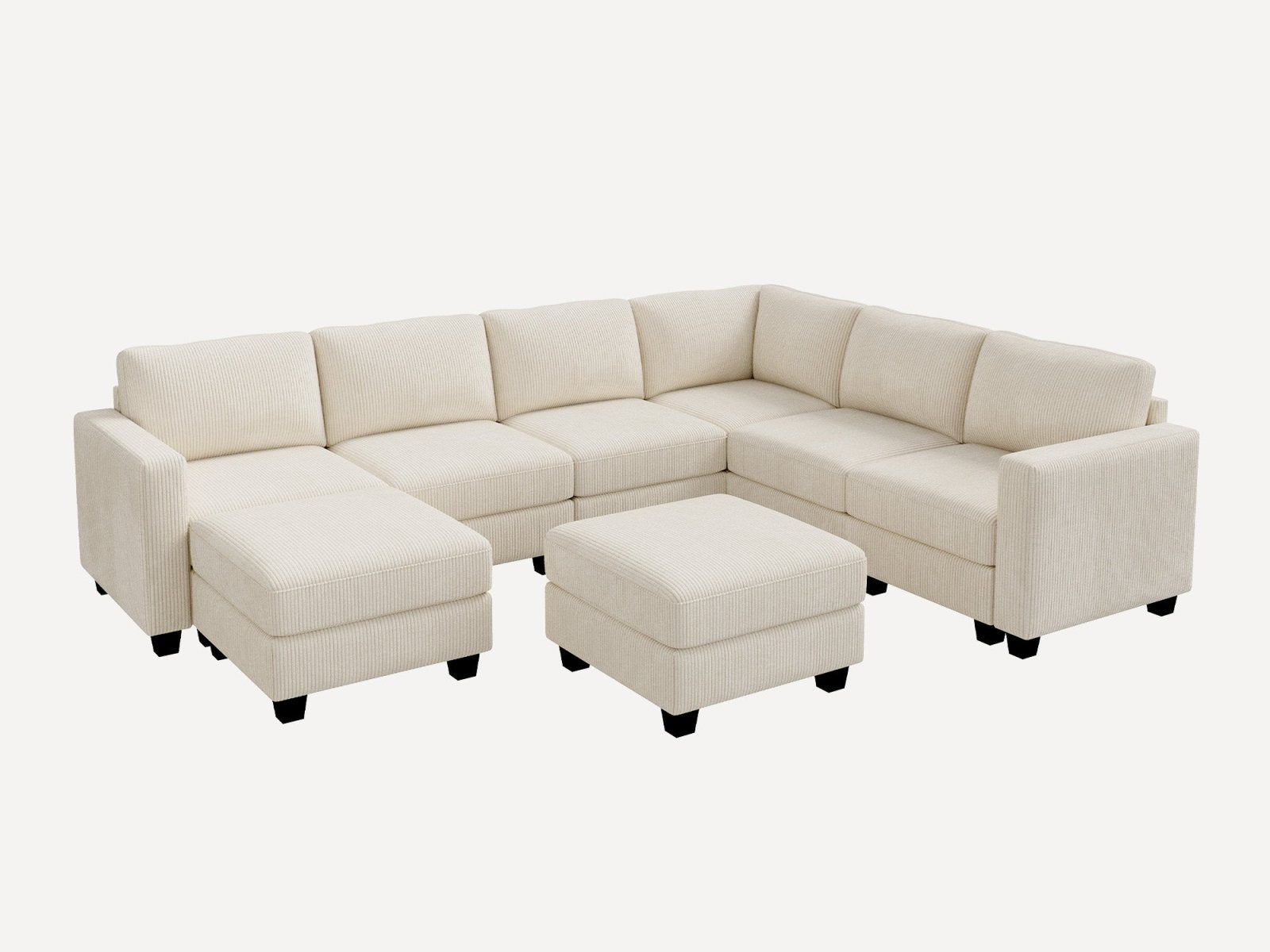 HONBAY 8-Piece Corduroy Modular U-Shaped Sectional Sofa With 2 Hidden Storage Ottoman
#Color_Corduroy Beige