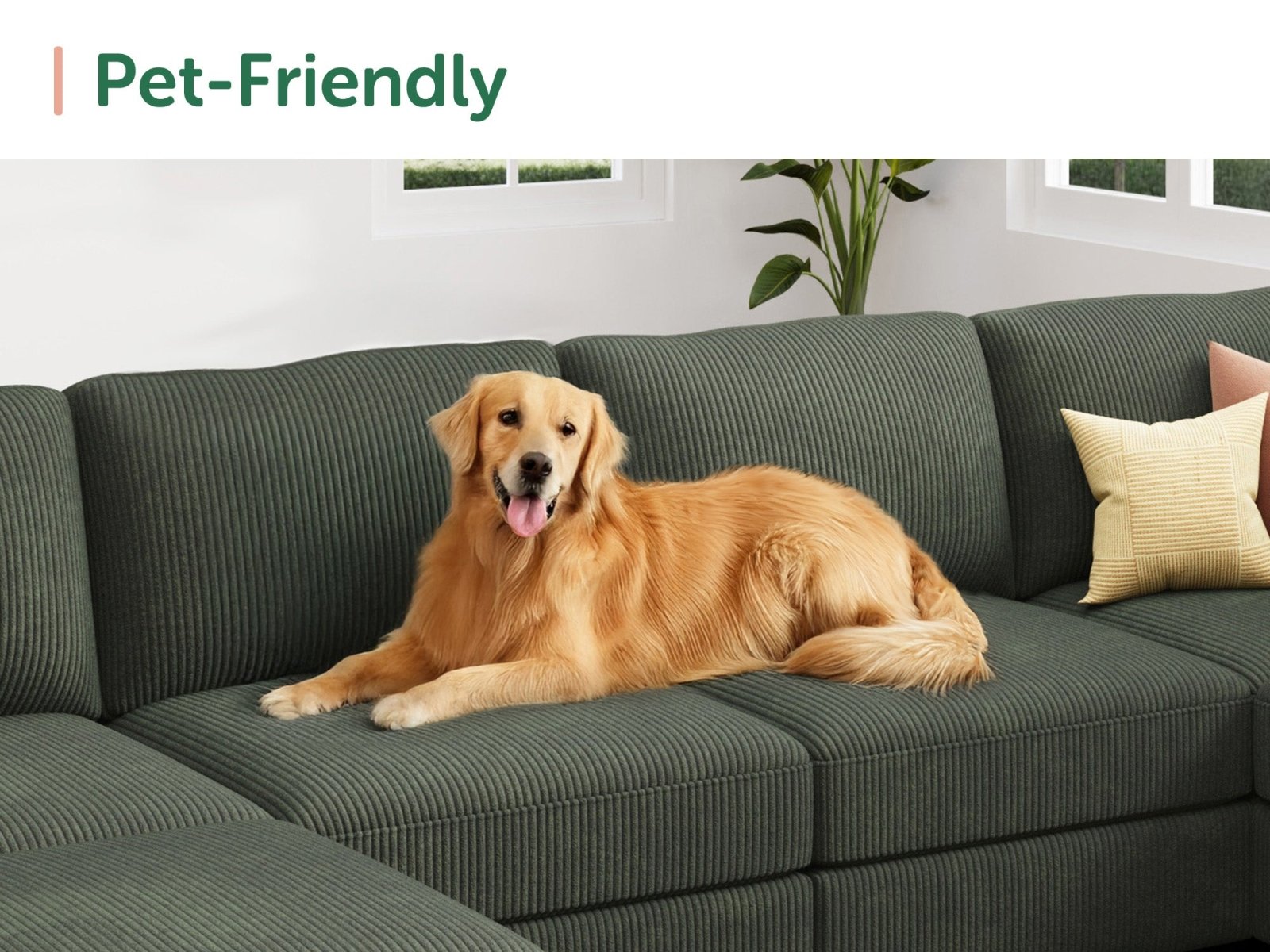 HONBAY 8-Piece Corduroy Modular U-Shaped Sectional Sofa With 2 Hidden Storage Ottoman
#Color_Corduroy Green