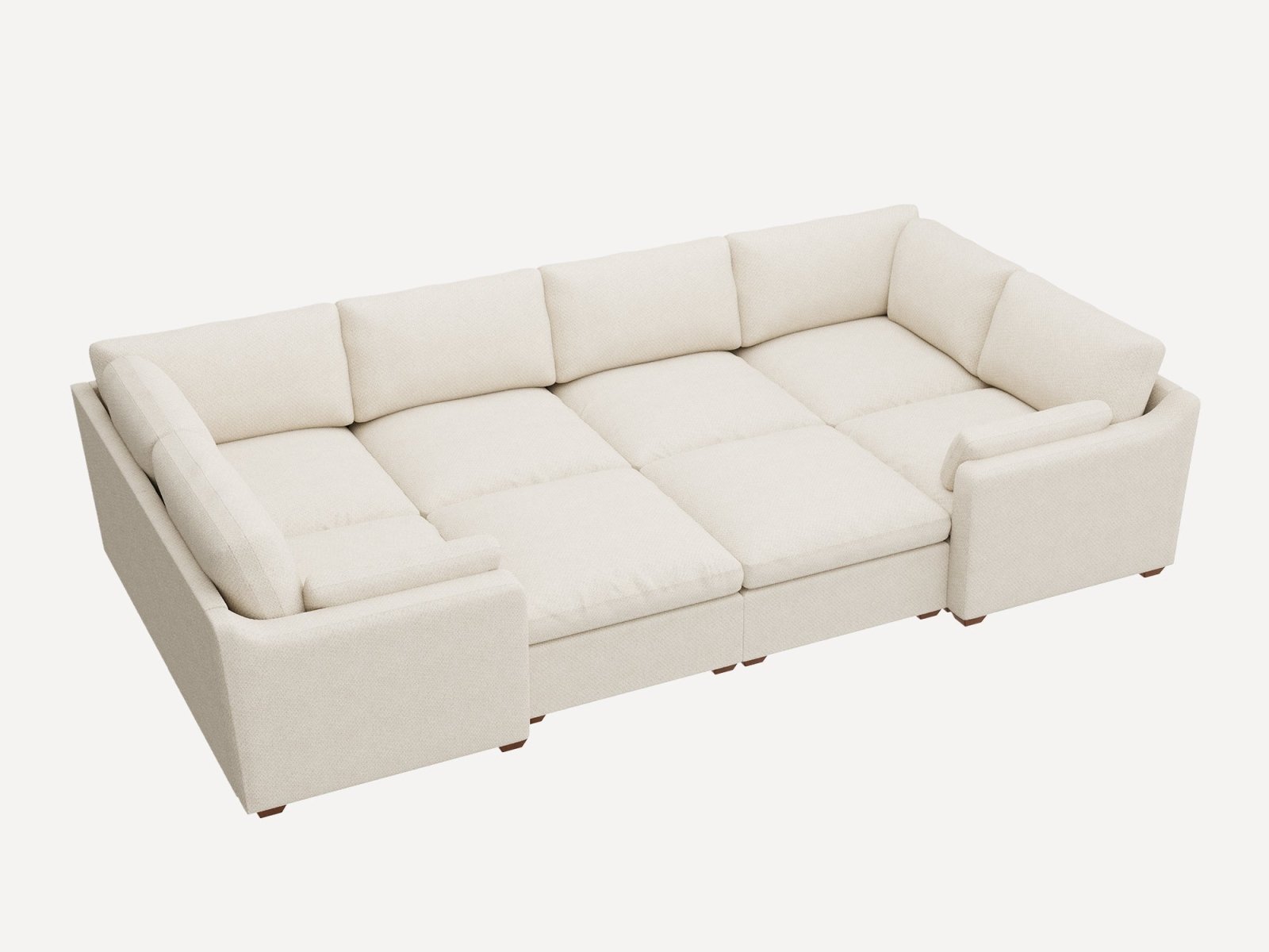 HONBAY 8-Piece Oversized Cloud Down-Filled Chenille Modular Sleeper Sectional Sofa
#Color_Beige