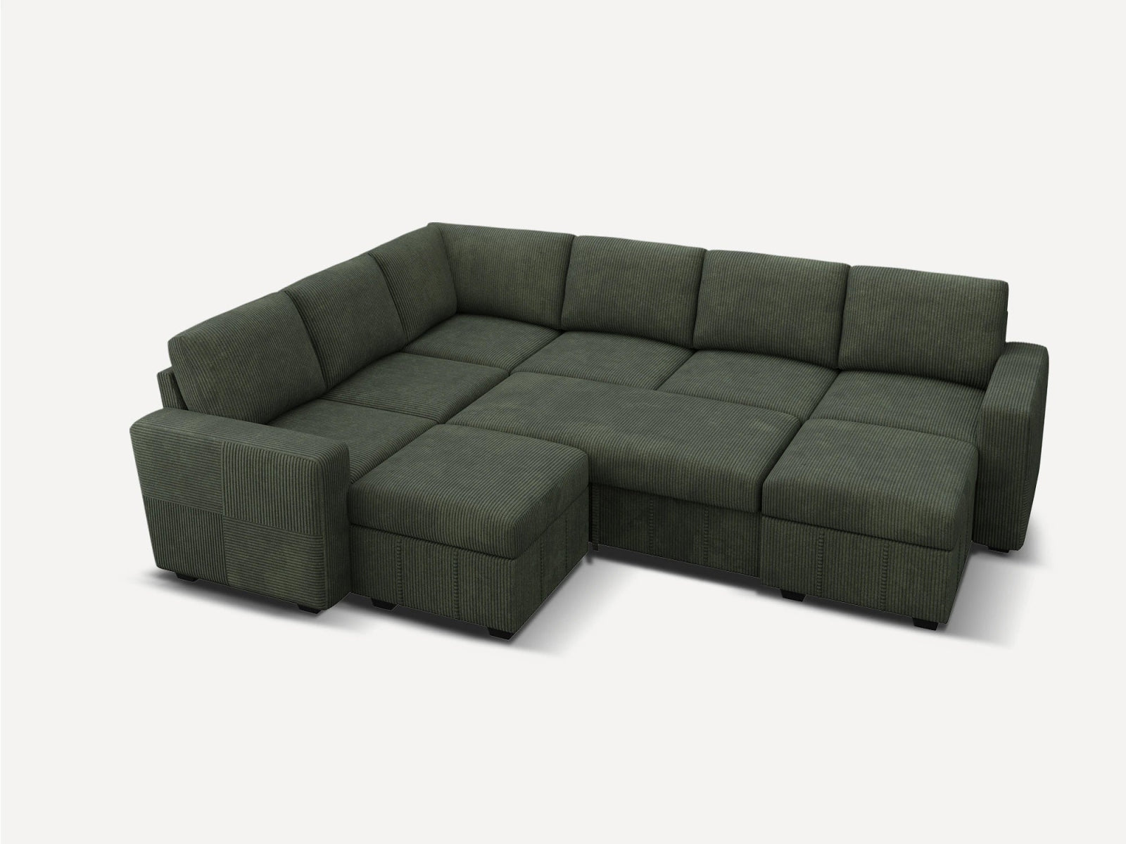 8-Piece Corduroy U-Shaped Sleeper Sectional
#Color_Corduroy Green