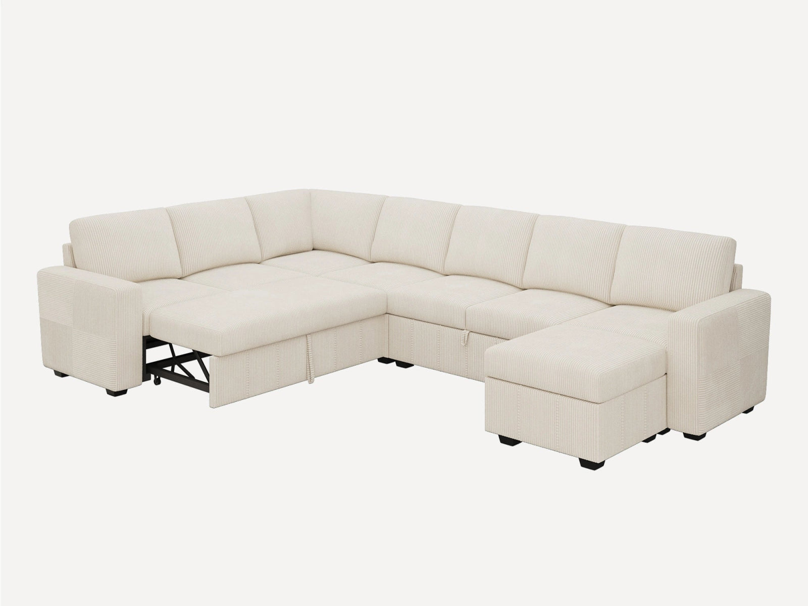 8-Piece Oversized U-Shaped Corduroy Pull-Out Sleeper
#Color_Corduroy Beige