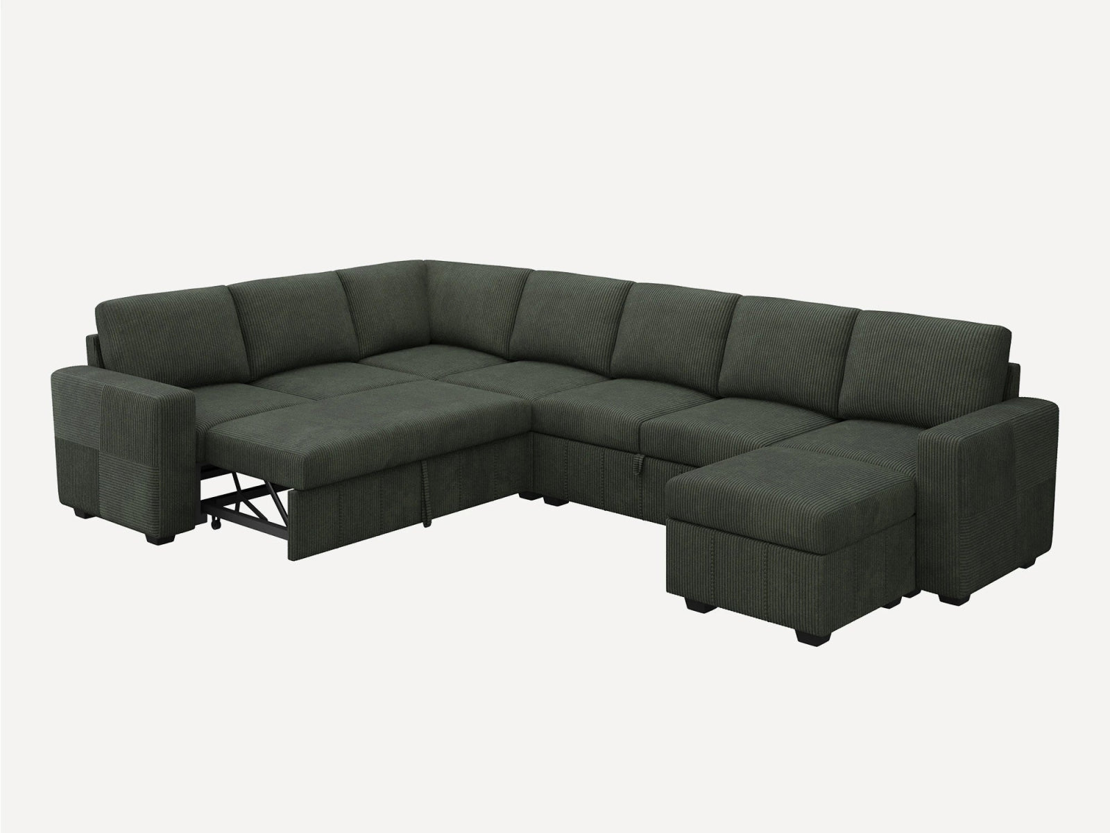 8-Piece Oversized U-Shaped Corduroy Pull-Out Sleeper
#Color_Corduroy Green
