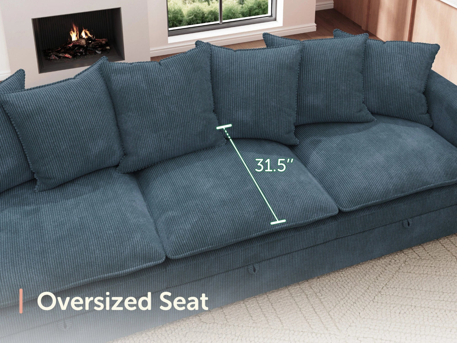 HONBAY 8-Piece Plush double-layer Cushion Corduroy Modular U-Shaped Sectional Cloud Sofa
#Color_Corduroy Blue