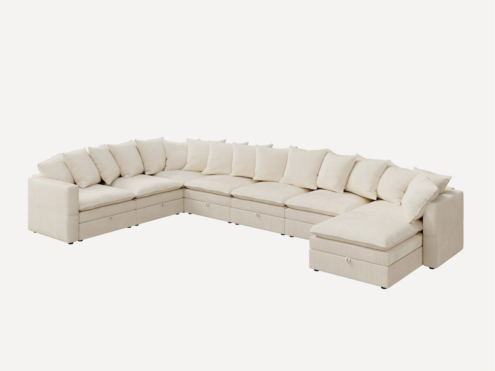 HONBAY 8-Piece Plush double-layer Cushion Corduroy Modular U-Shaped Sectional Cloud Sofa
#Color_Corduroy Beige