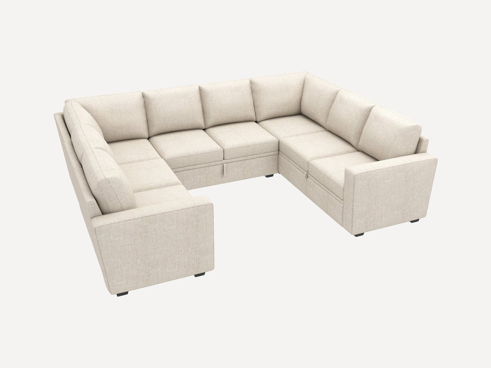 HONBAY Sleep Modular Sofa 8-Seat Sofa Bed with 2-Storage Space
#Color_Beige