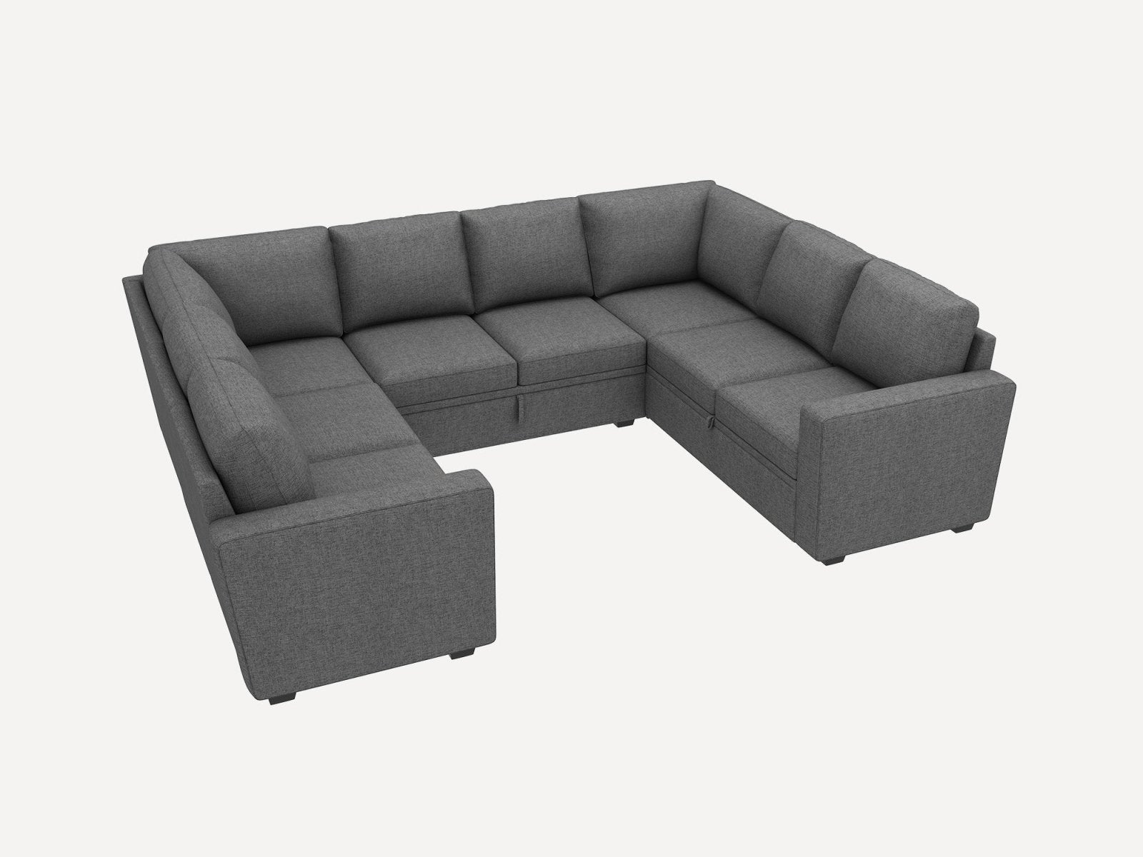 HONBAY Sleep Modular Sofa 8-Seat Sofa Bed with 2-Storage Space #Color_Dark Grey