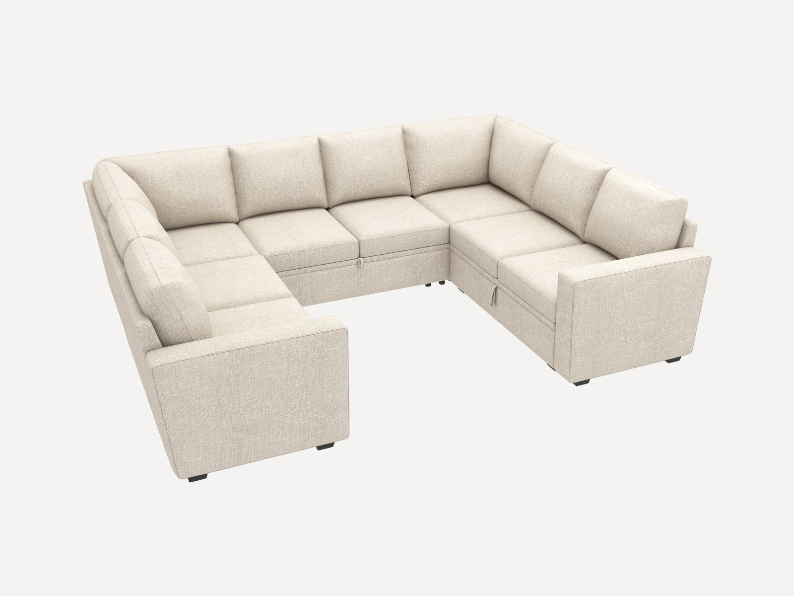 HONBAY 8-Piece Modular Sleeper Sectional With Storage Space #Color_Beige