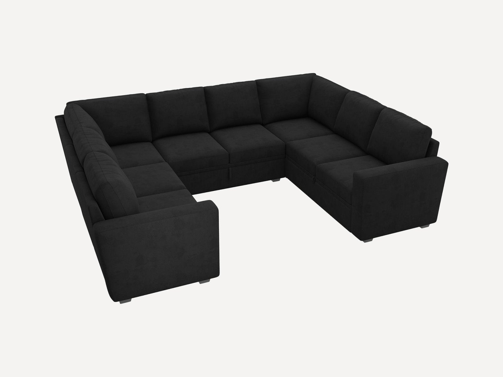 HONBAY 8-Piece Velvet Modular Sleeper Sectional With 2 Storage Spaces #Color_Black Style I