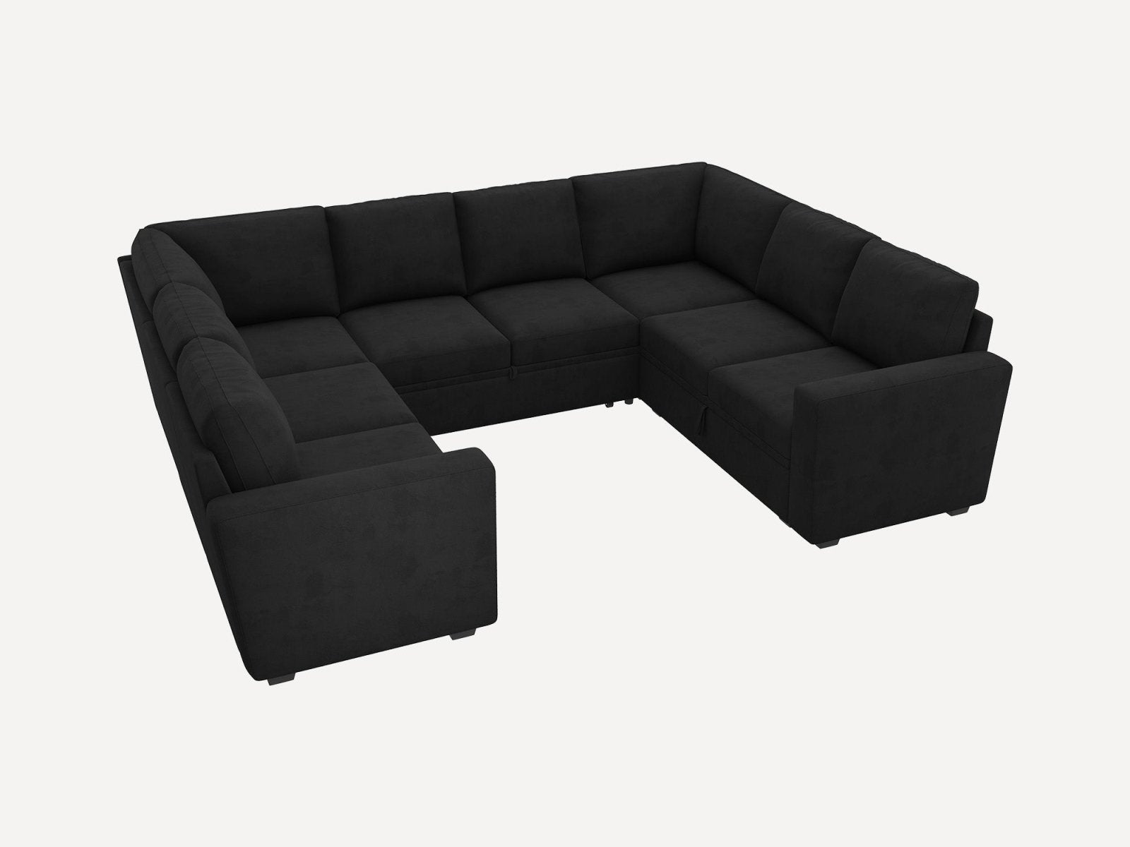 HONBAY 8-Piece Modular Sleeper Sectional With Storage Space #Color_Velvet Black