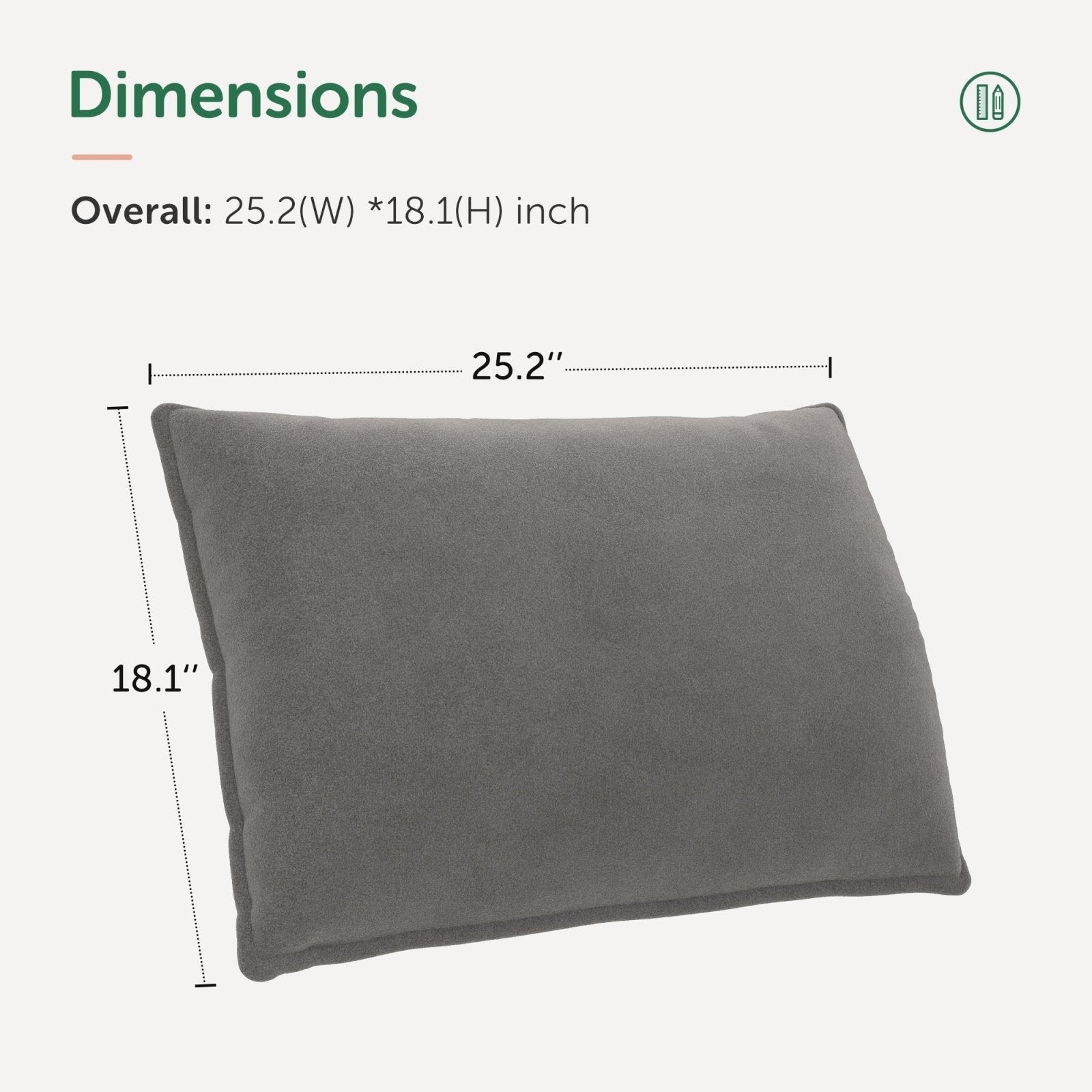 HONBAY Comfy Back Cushion Pillow with Removable Cover for Velvet Modular Sofa