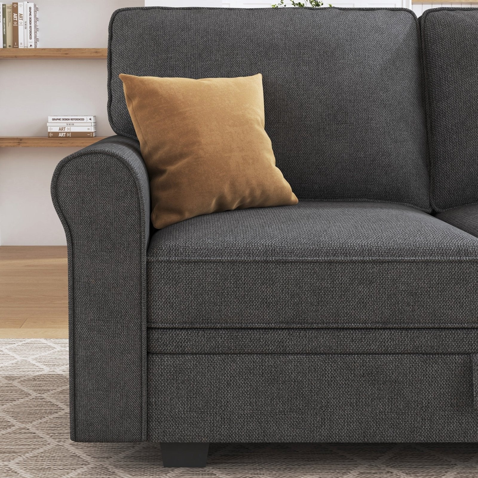 HONBAY Modern Storage Sectional Sofa Couch U-Shaped with Storage Ottomans for Living Room Furniture Sets, Light Grey