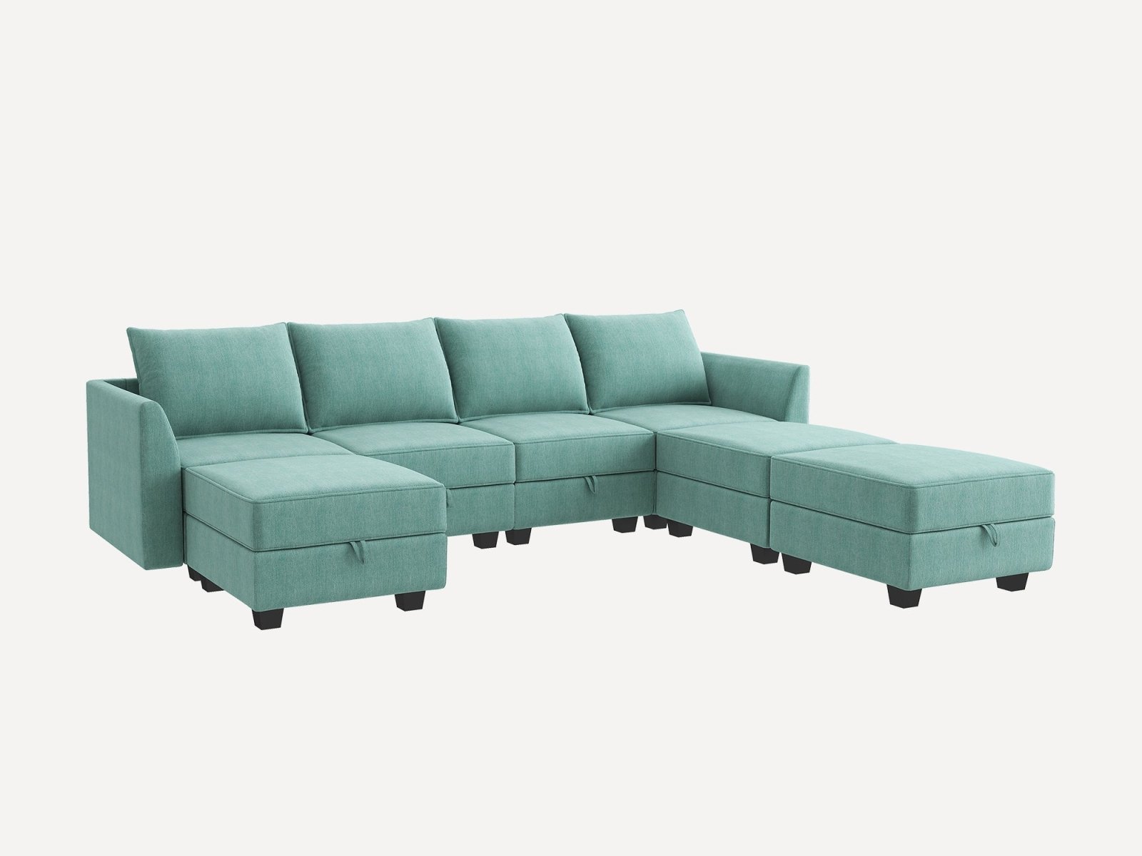 HONBAY Polyester Modular Sectional Sofa With Storage Seat