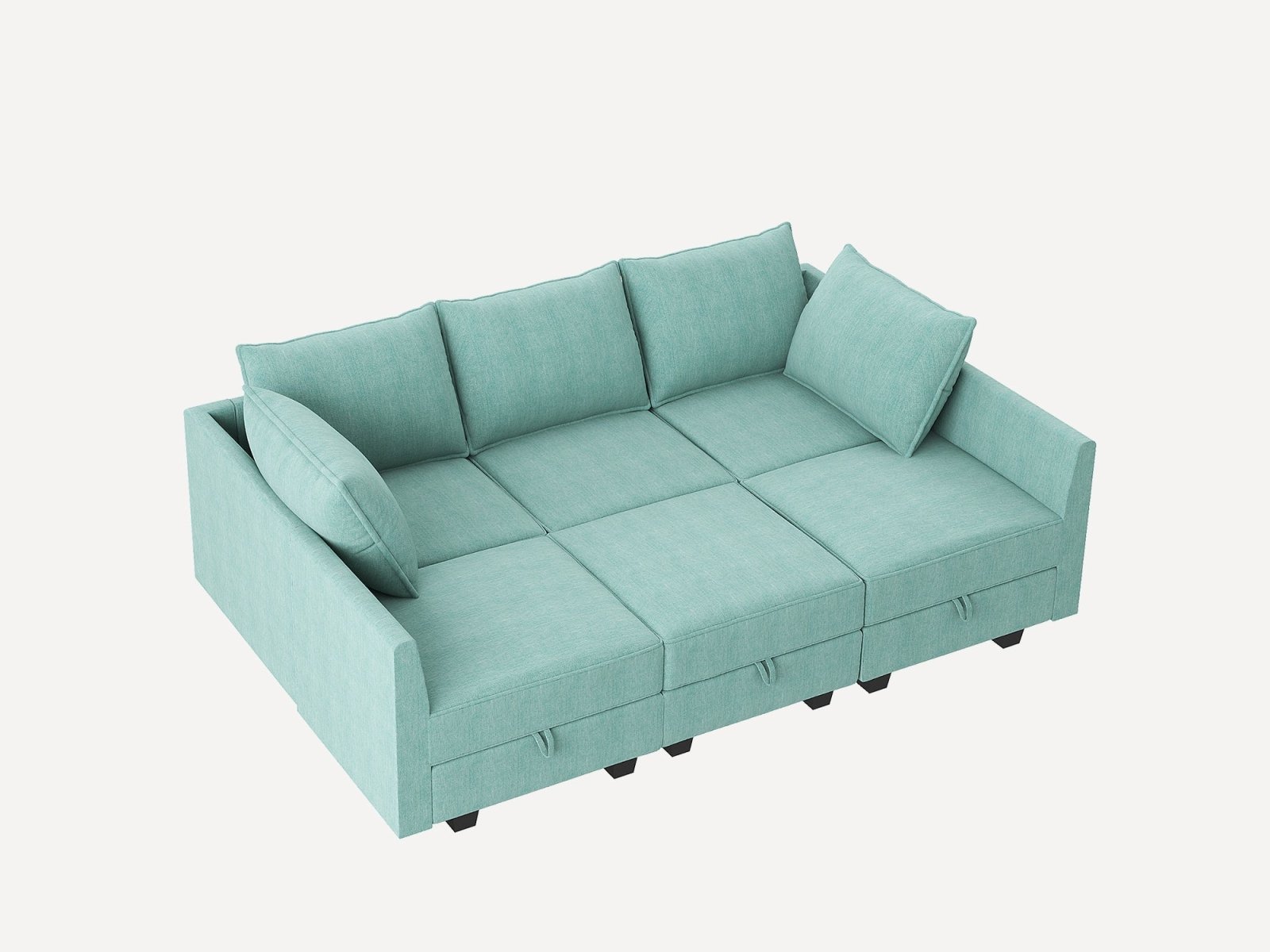 HONBAY Polyester Modular Sleeper Sectional Sofa With Storage Seat