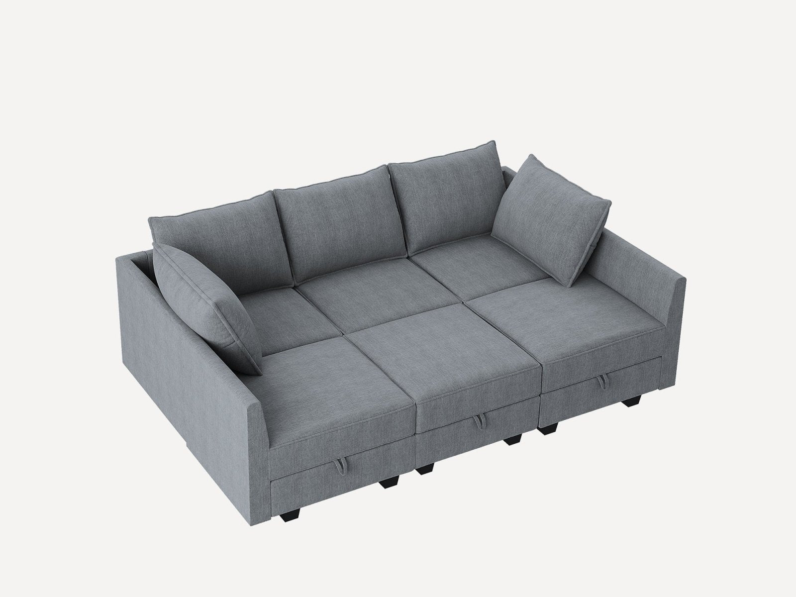 HONBAY Polyester Modular Sleeper Sectional Sofa With Storage Seat
