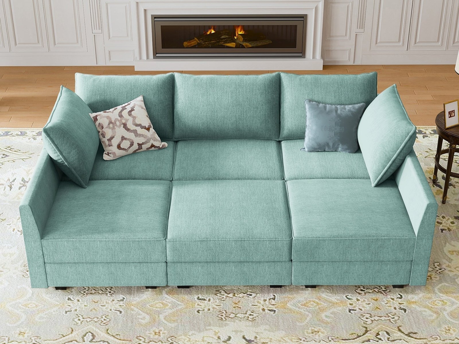 HONBAY Polyester Modular Sleeper Sectional Sofa With Storage Seat