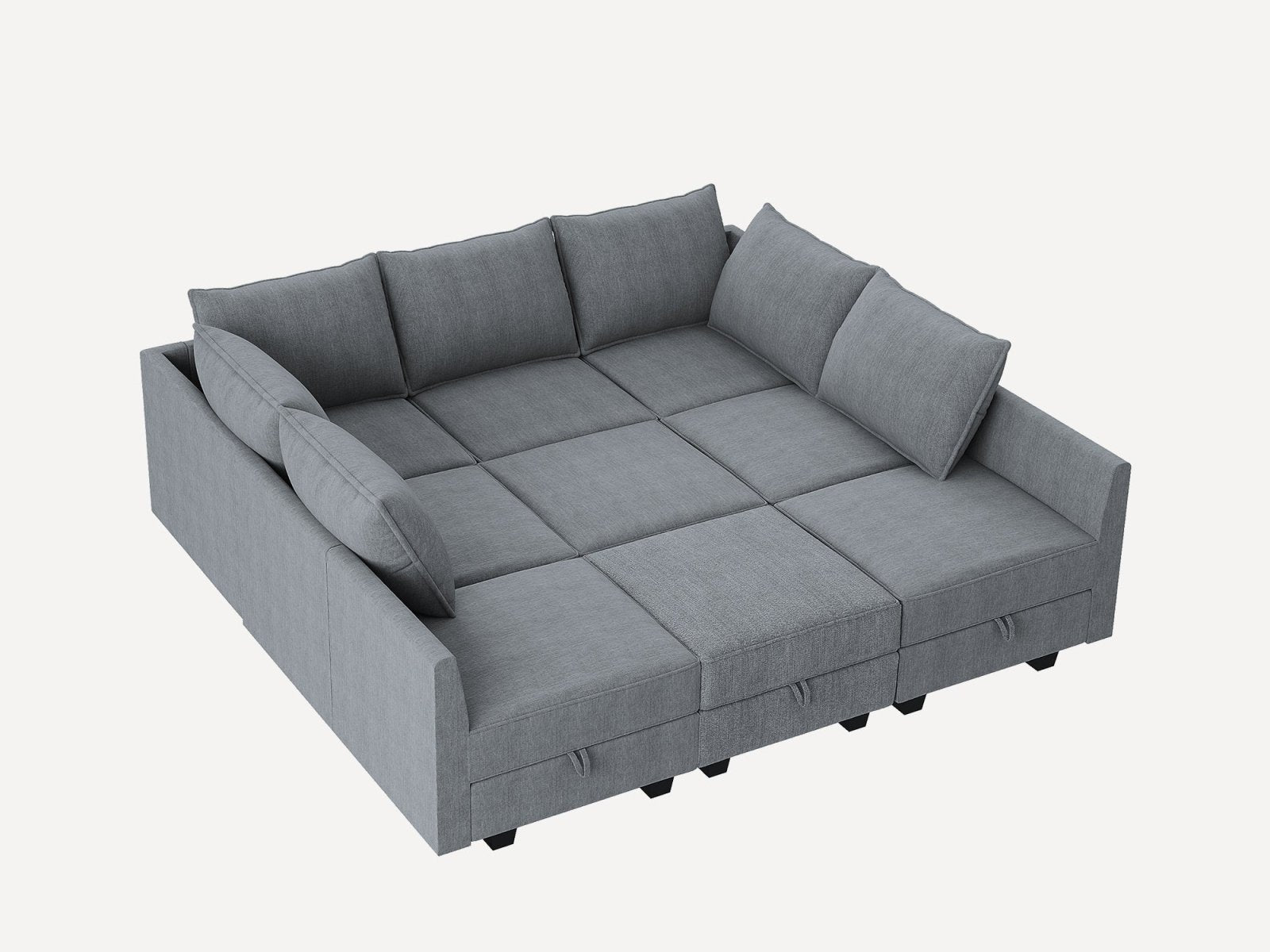 HONBAY Polyester Modular Sleeper Sectional Sofa With Storage Seat