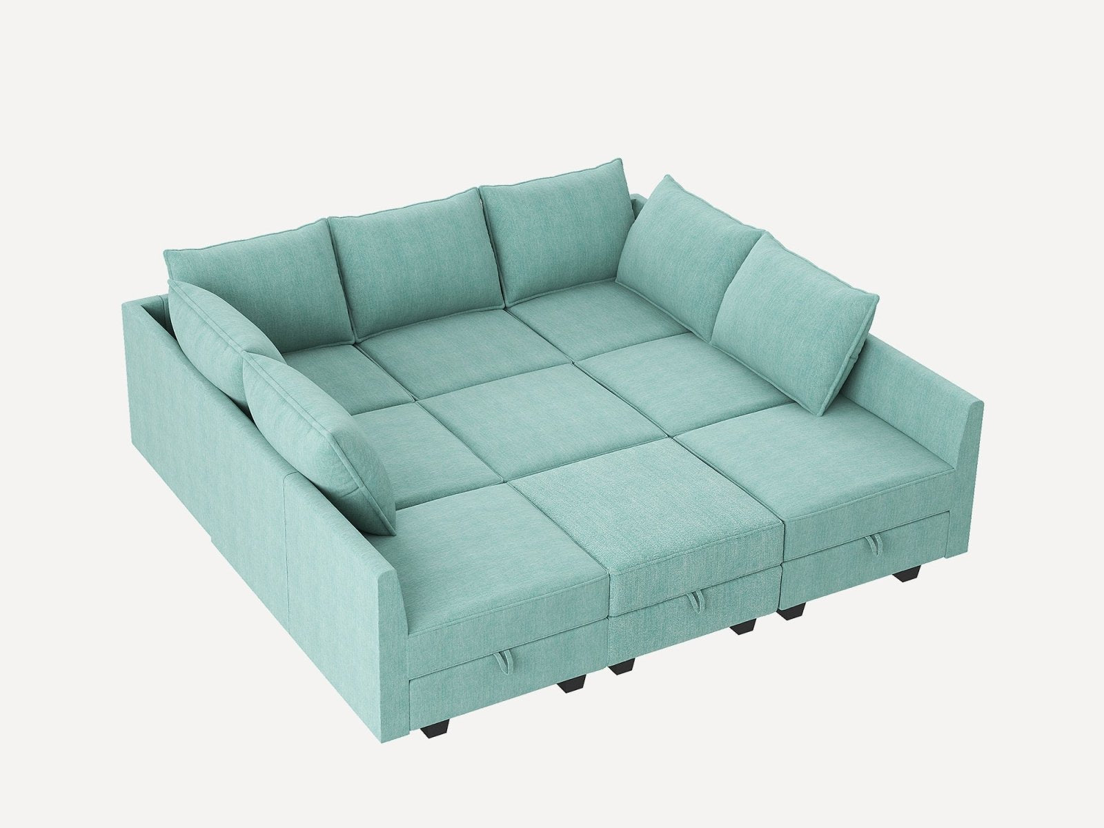 HONBAY Polyester Modular Sleeper Sectional Sofa With Storage Seat