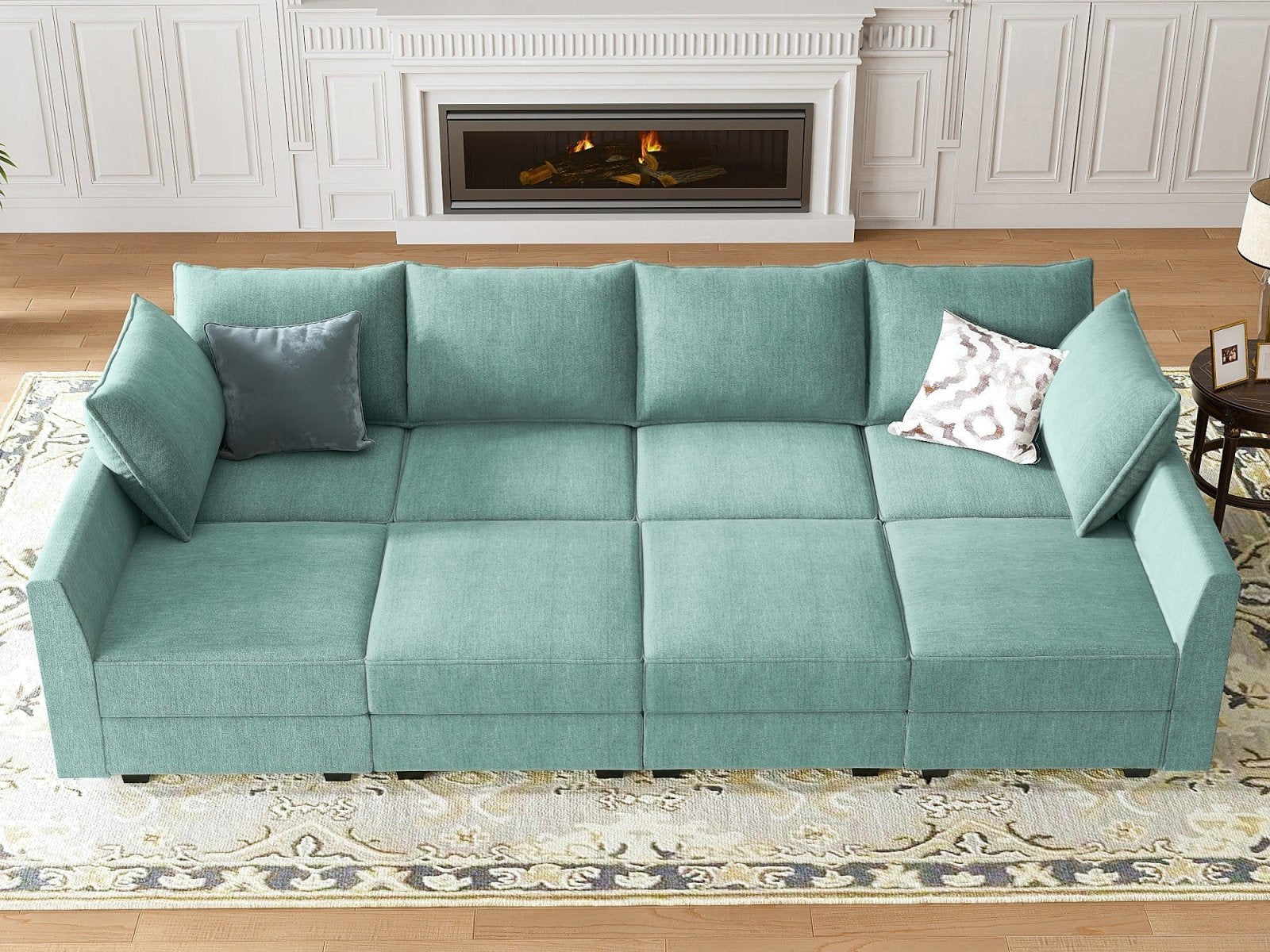 HONBAY Polyester Modular Sleeper Sectional Sofa With Storage Seat