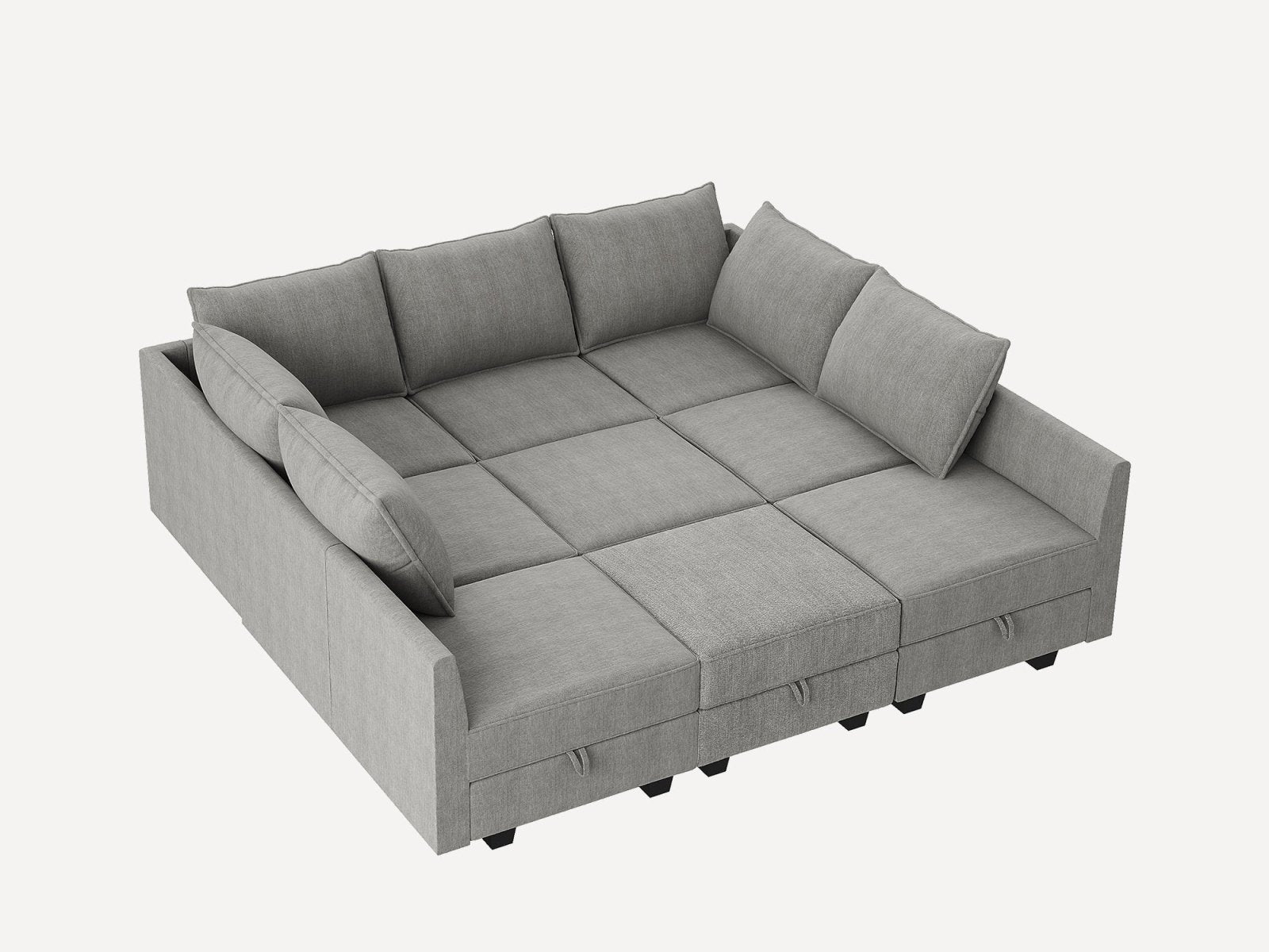HONBAY Polyester Modular Sleeper Sectional Sofa With Storage Seat