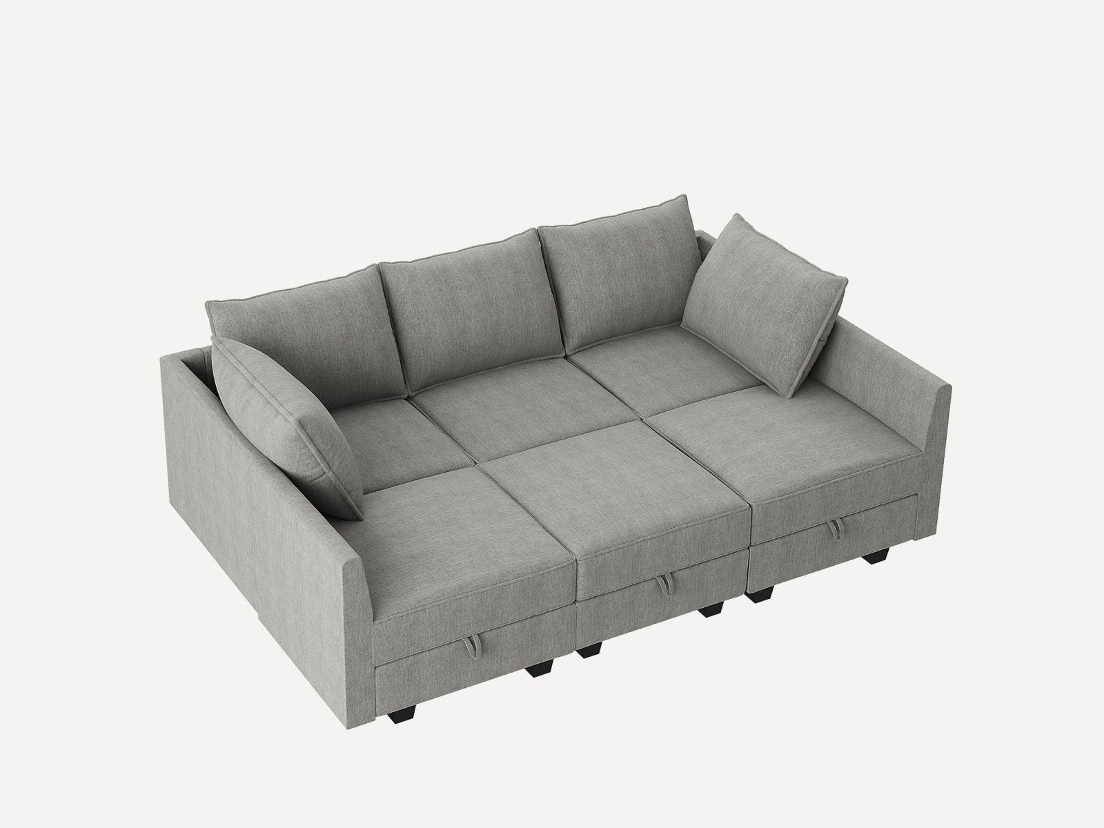 HONBAY Polyester Modular Sleeper Sectional Sofa With Storage Seat