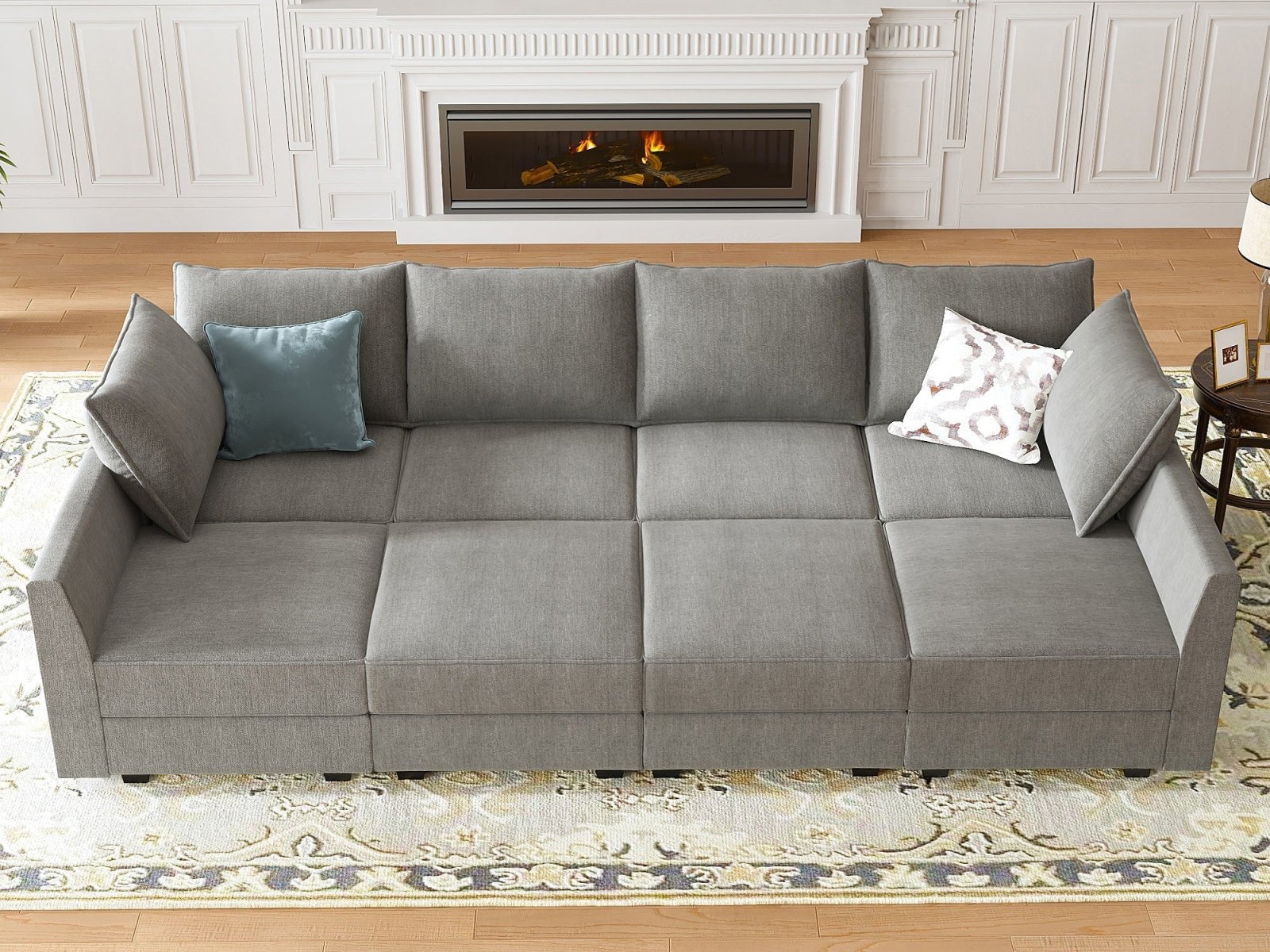 HONBAY Polyester Modular Sleeper Sectional Sofa With Storage Seat
