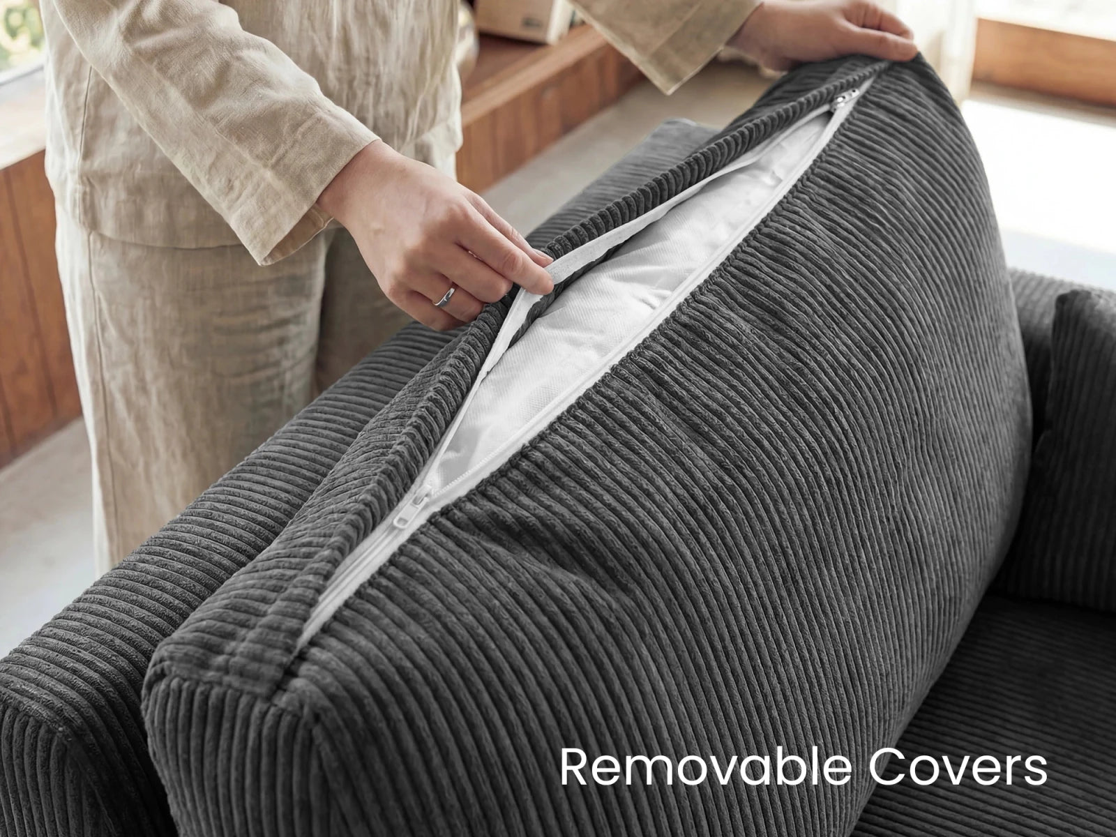 Isle Convertible Pull-Out Loveseat Sleeper
#Color_Corduroy Gray