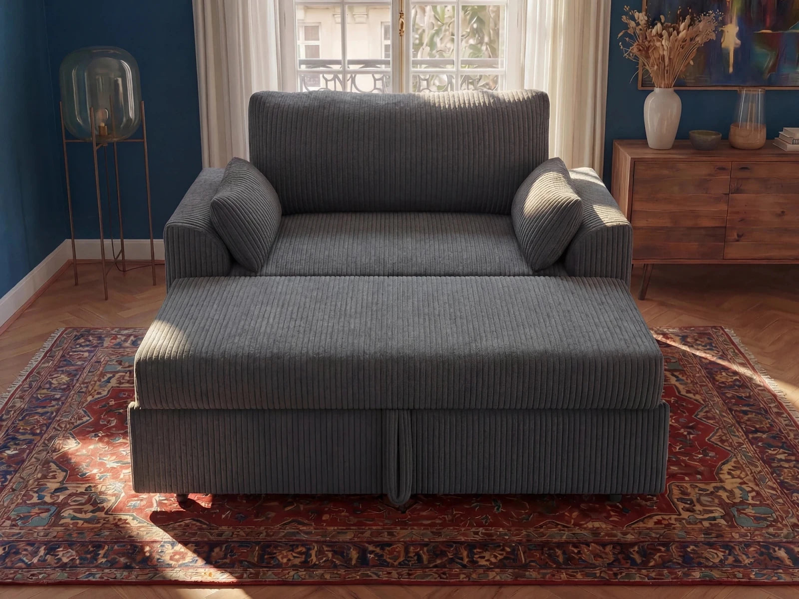 Isle Convertible Pull-Out Loveseat Sleeper
#Color_Corduroy Gray