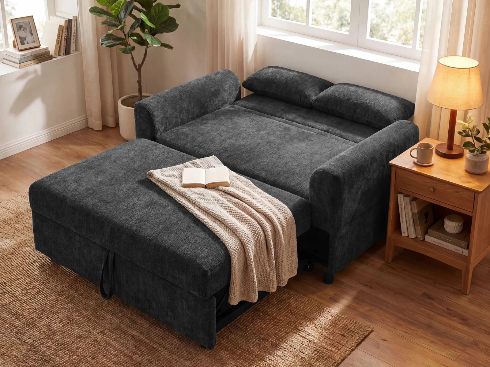 Isle Convertible Pull-Out Loveseat Sleeper
#Color_Chenille Gray