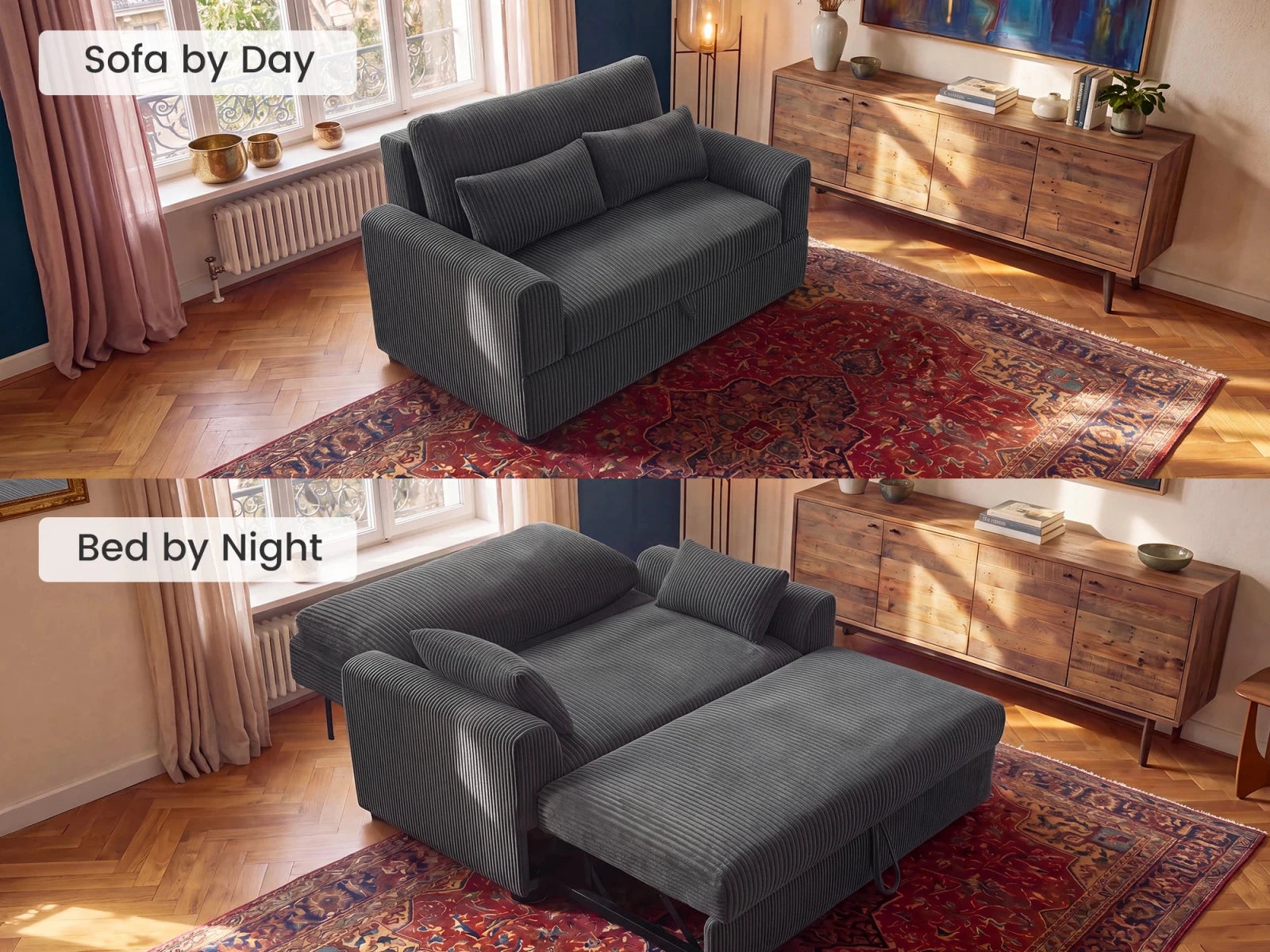 Isle Convertible Pull-Out Loveseat Sleeper
#Color_Corduroy Gray
