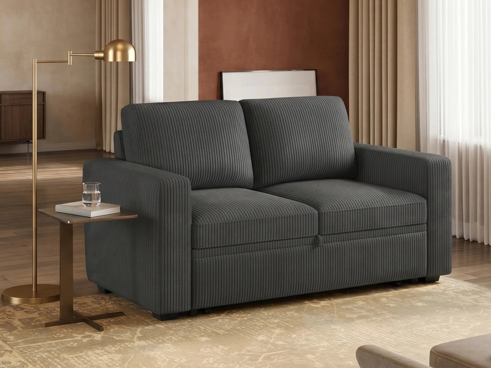 2-Piece Wide Plush Corduroy Modular Sleeper
#Color_Corduroy Gray