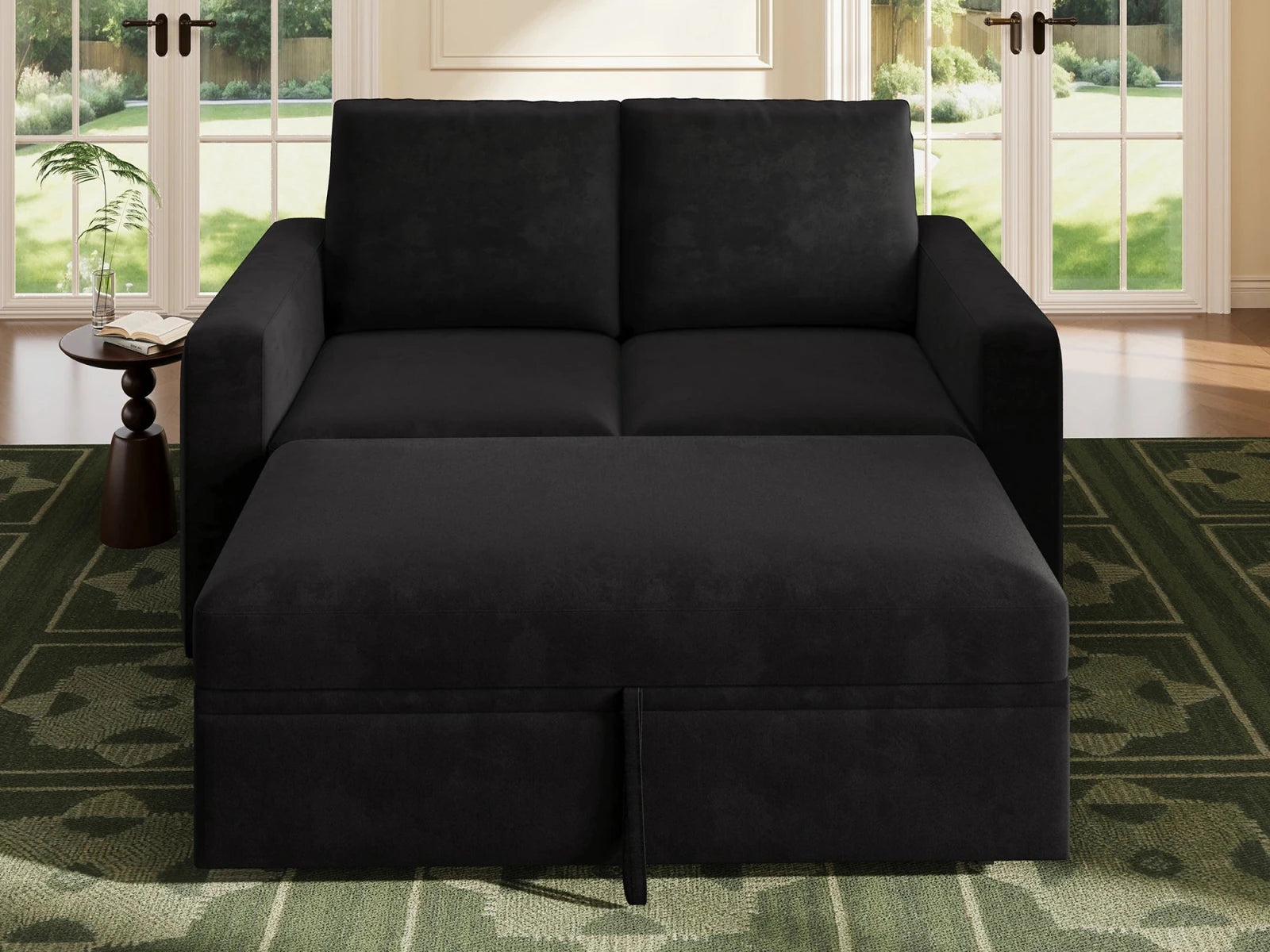 2-Piece Wide Plush Corduroy Modular Sleeper
#Color_Velvet Black