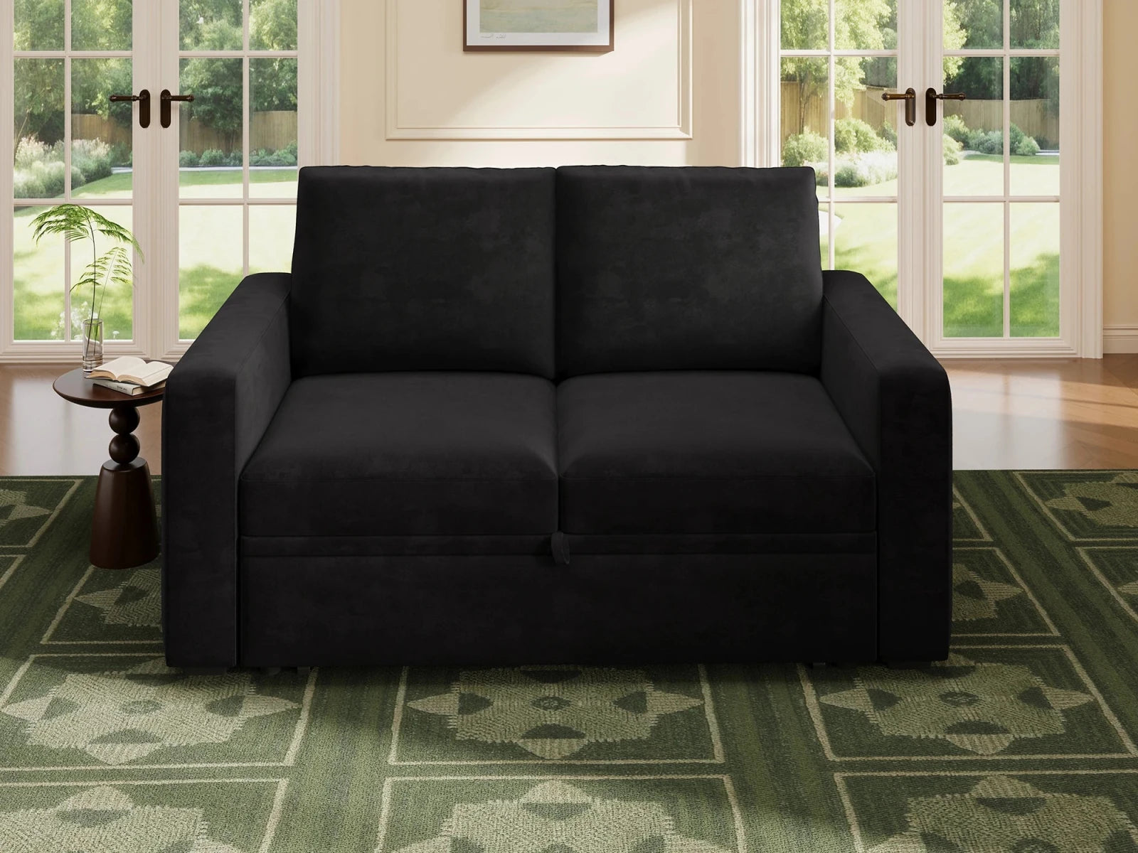 2-Piece Wide Plush Corduroy Modular Sleeper
#Color_Velvet Black